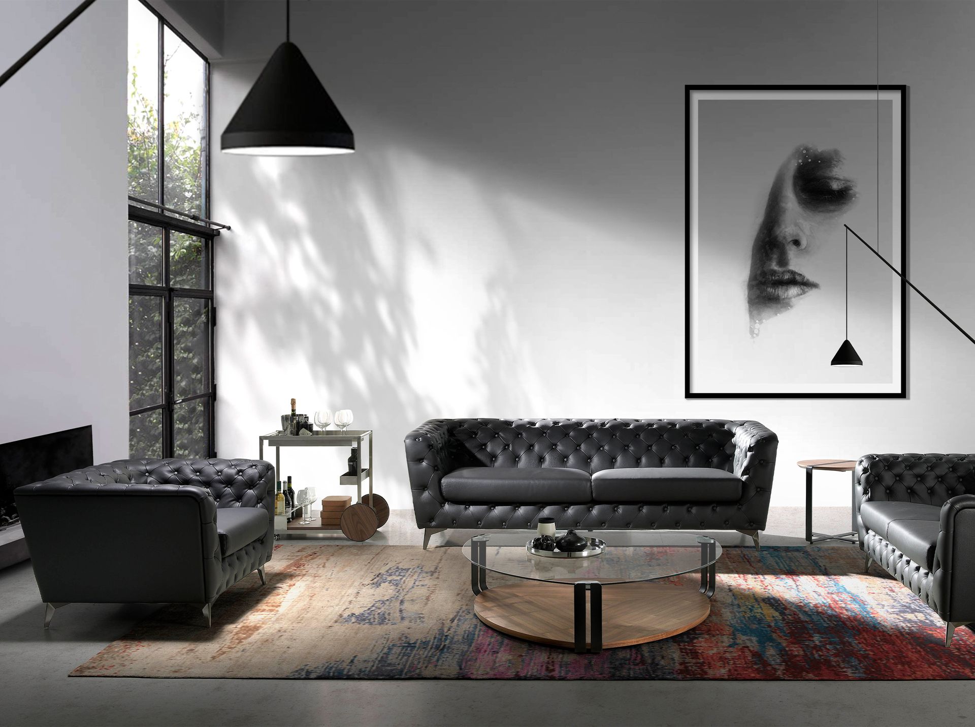 Carrito minibar acero y nogal - Imagen 4