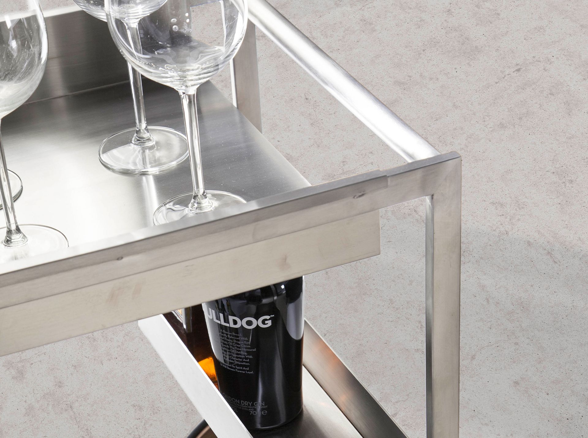 Carrito minibar acero y nogal - Imagen 6