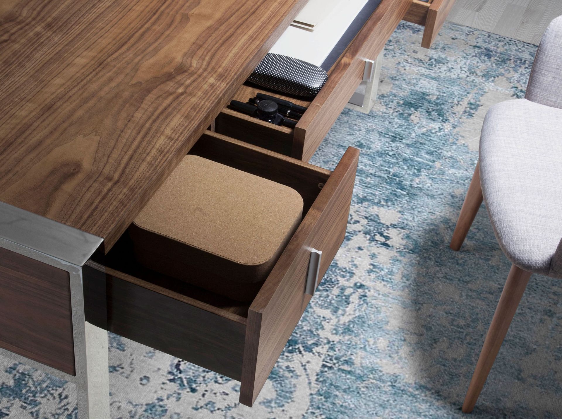 Escritorio nogal y acero cromado - Imagen 8