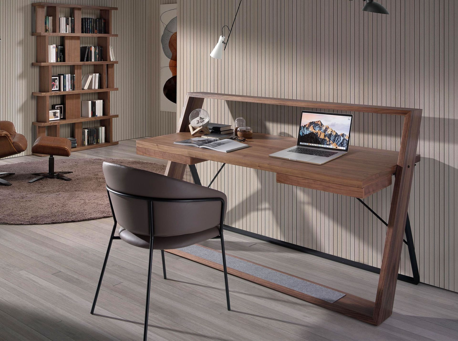 Escritorio nogal y acero negro - Imagen 5