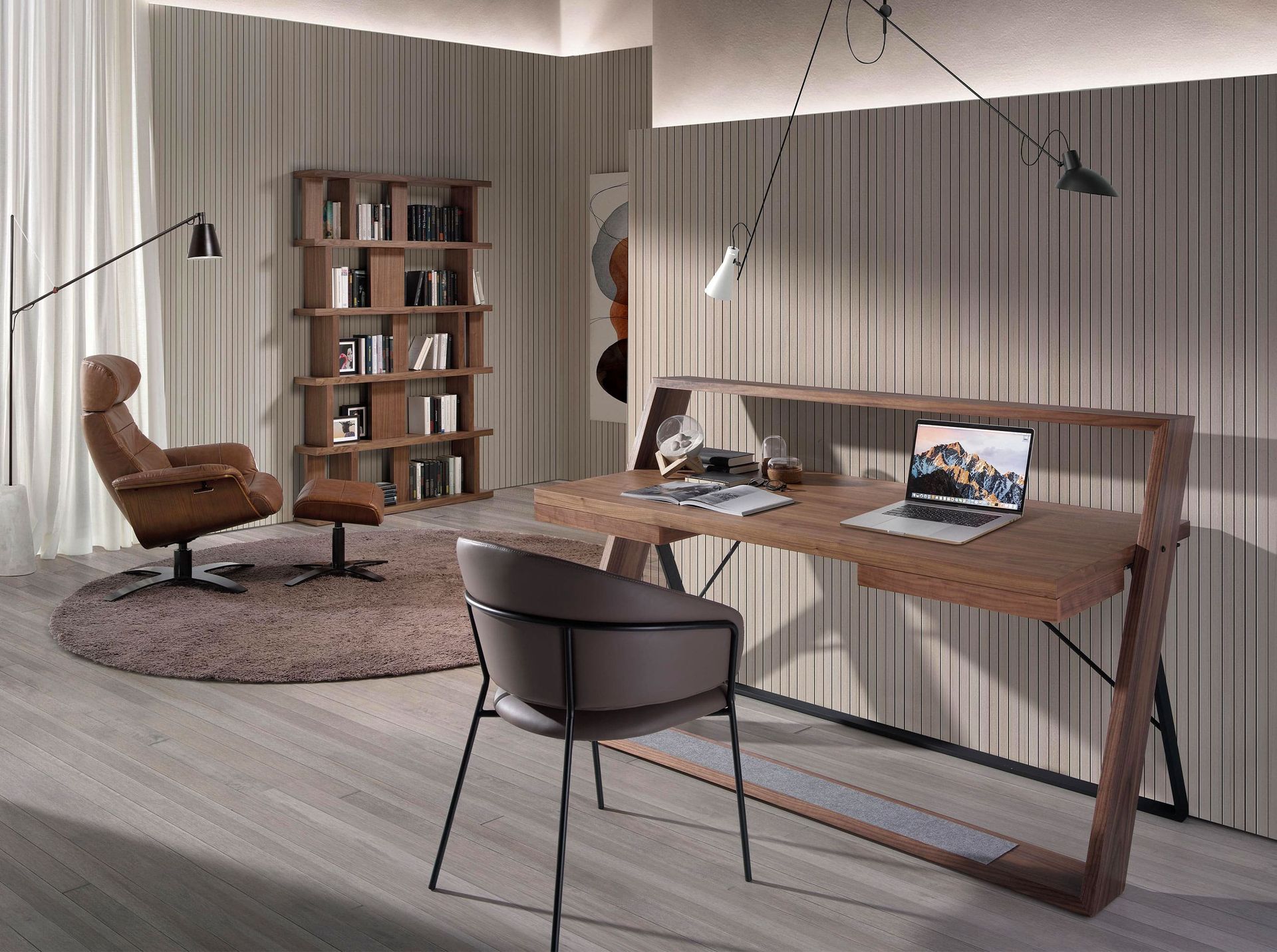 Escritorio nogal y acero negro - Imagen 6