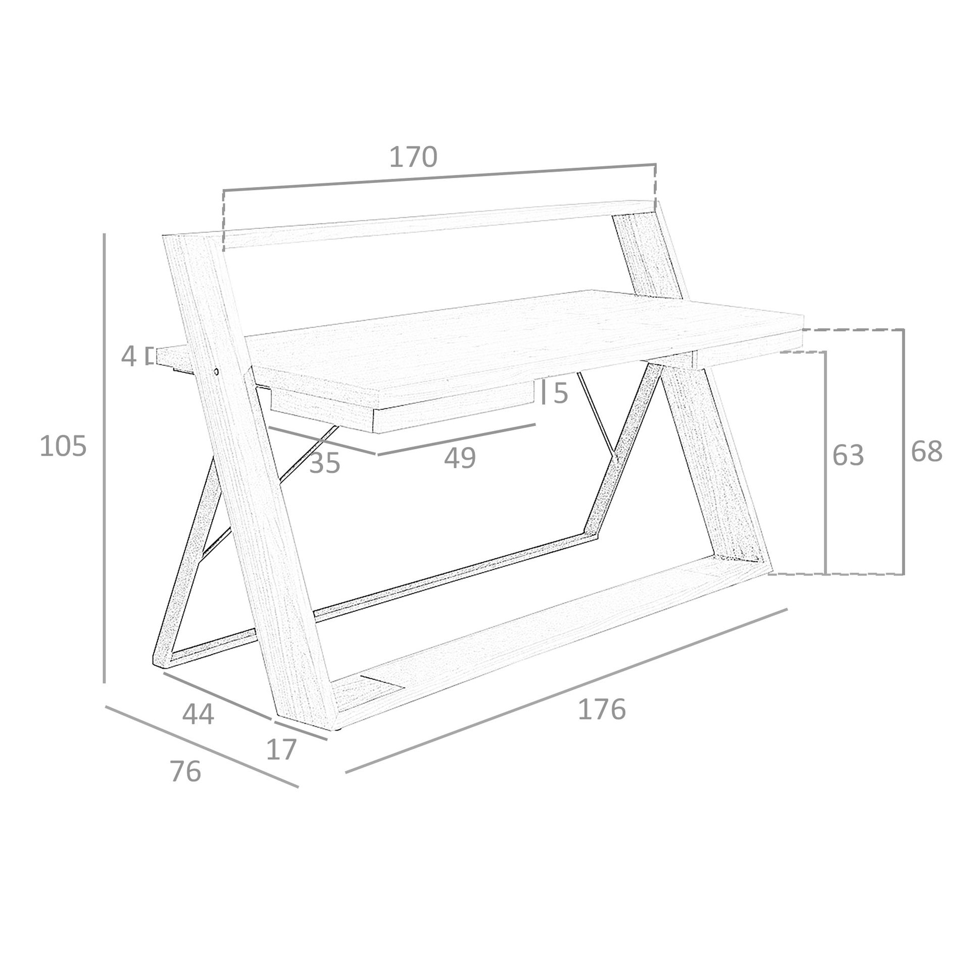 Escritorio nogal y acero negro - Imagen 8
