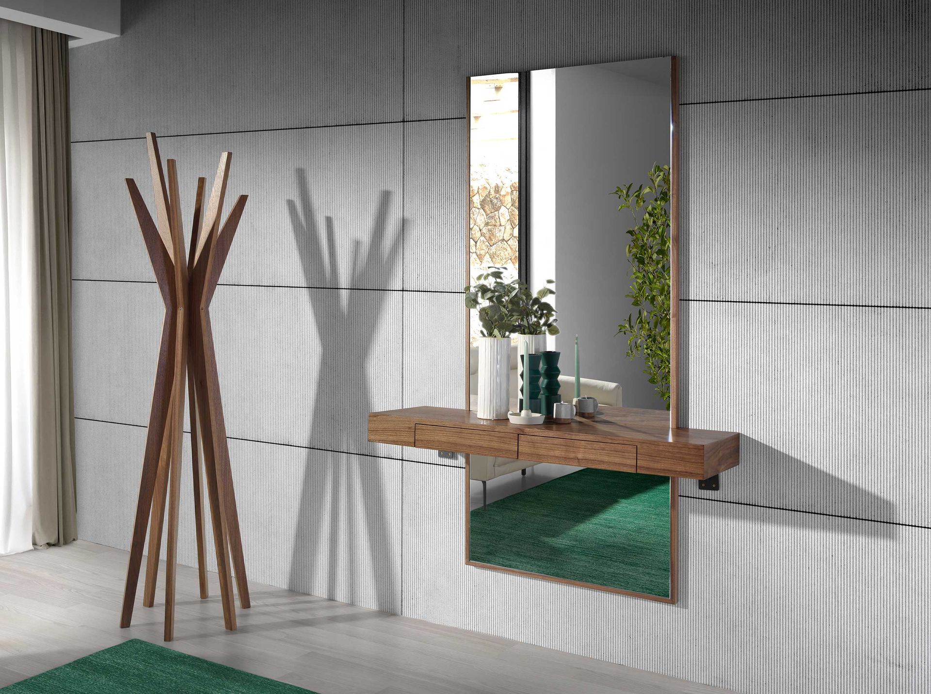 Espejo recibidor rectangular nogal - Imagen 3