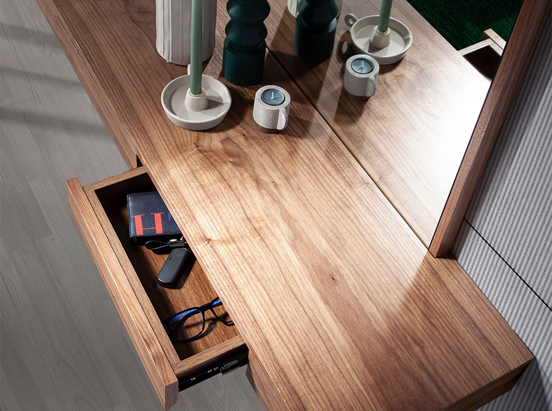 Espejo recibidor rectangular nogal - Imagen 8