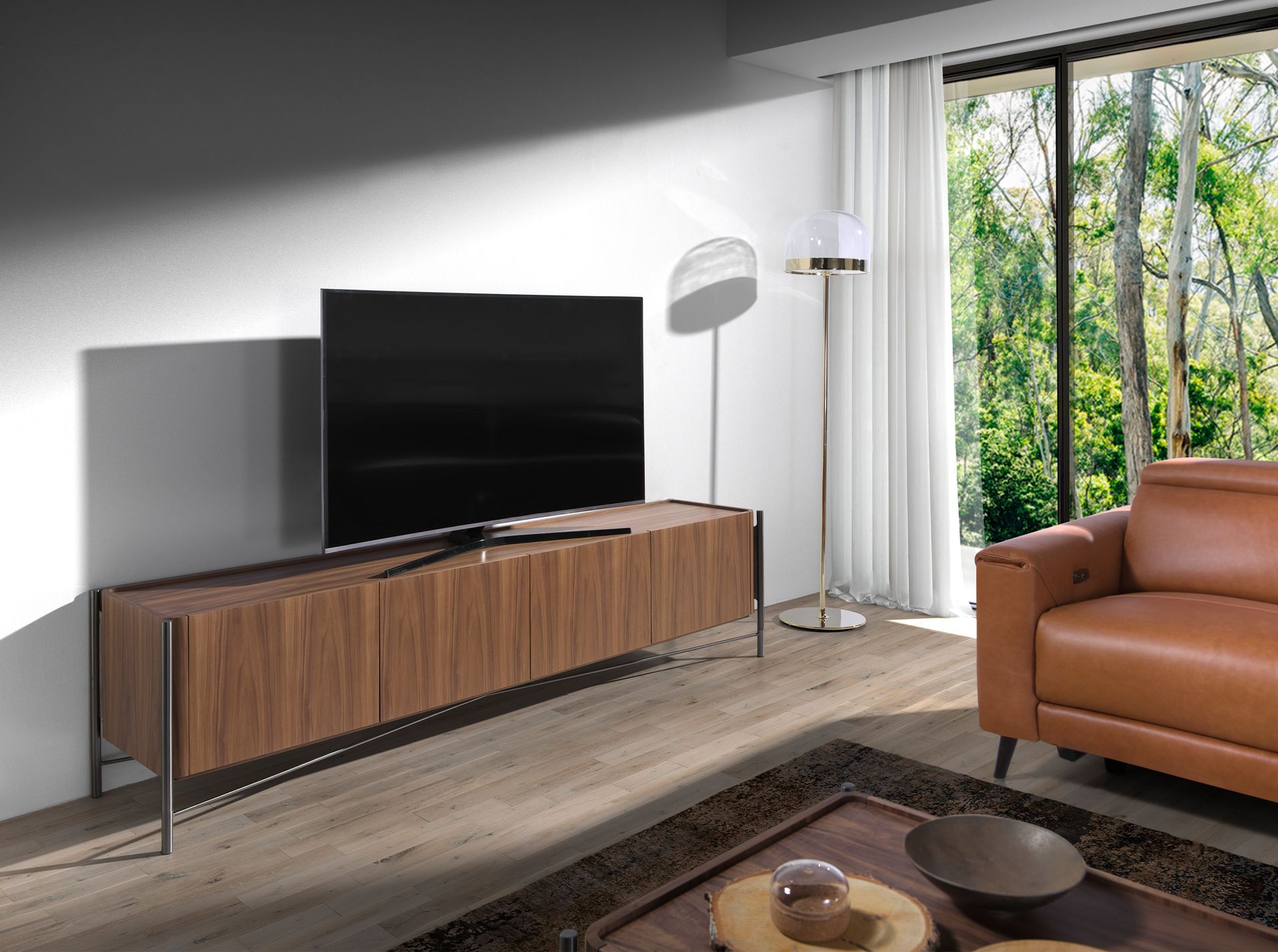 Mueble TV nogal y acero oscuro - Imagen 3