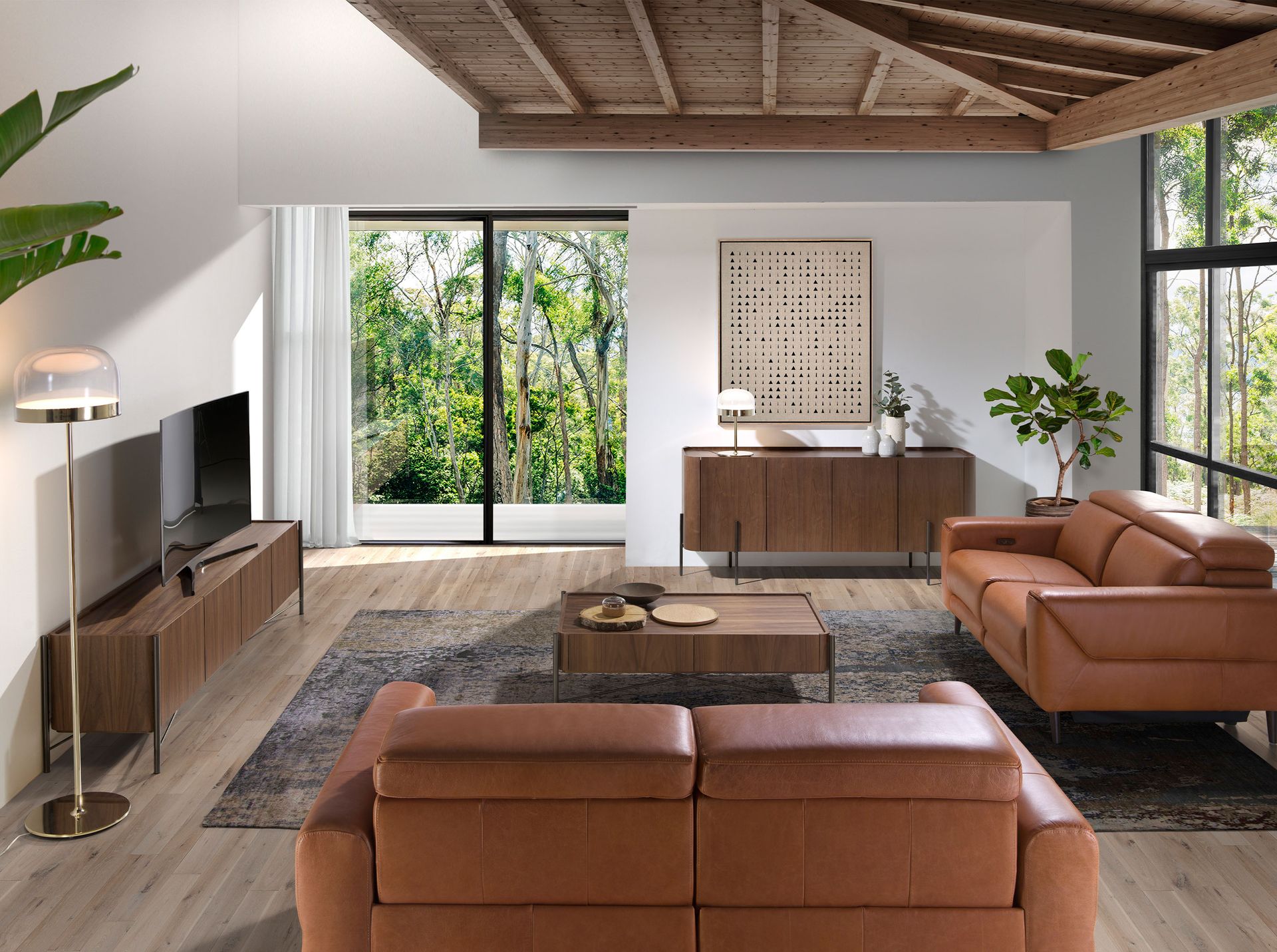 Mueble TV nogal y acero oscuro - Imagen 4