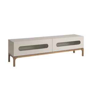 Mueble TV madera gris y nogal con iluminación interior Angel Cerdá