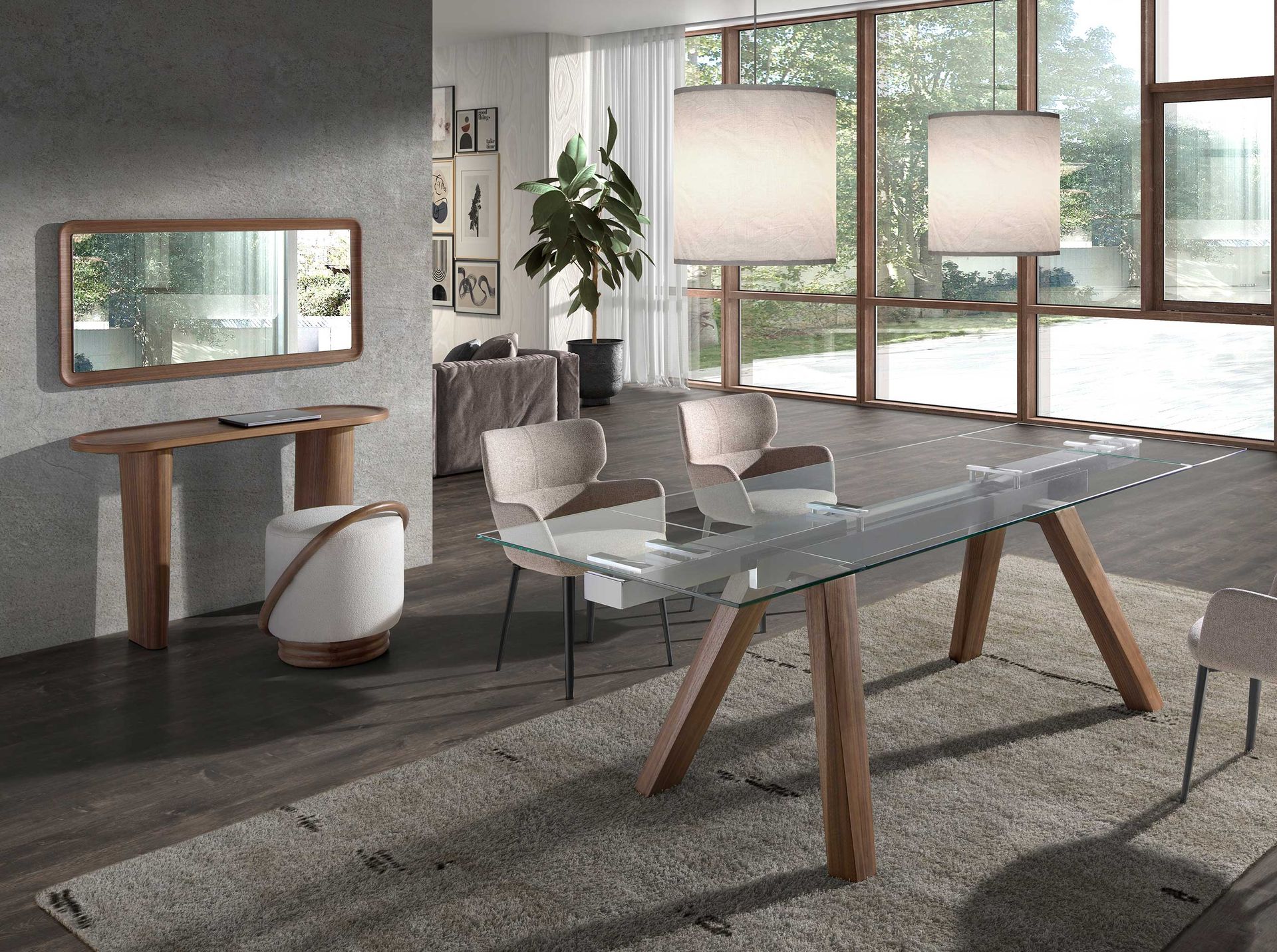 Espejo pared rectangular nogal - Imagen 4