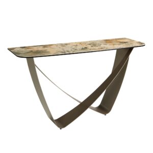 Consola rectangular mármol porcelánico y acero taupé metalizado Angel Cerdá