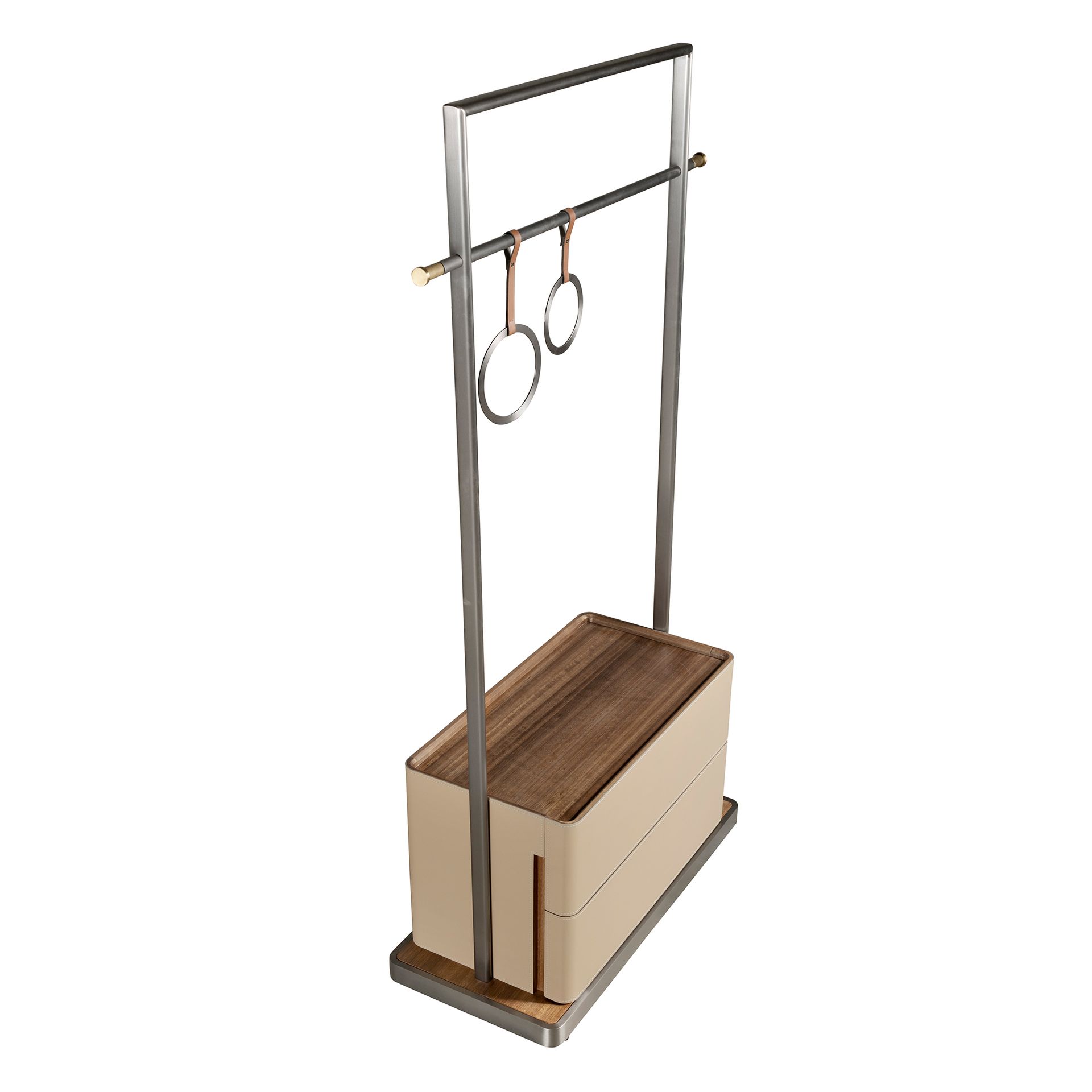 Perchero polipiel visón, nogal y acero inoxidable - Imagen 8