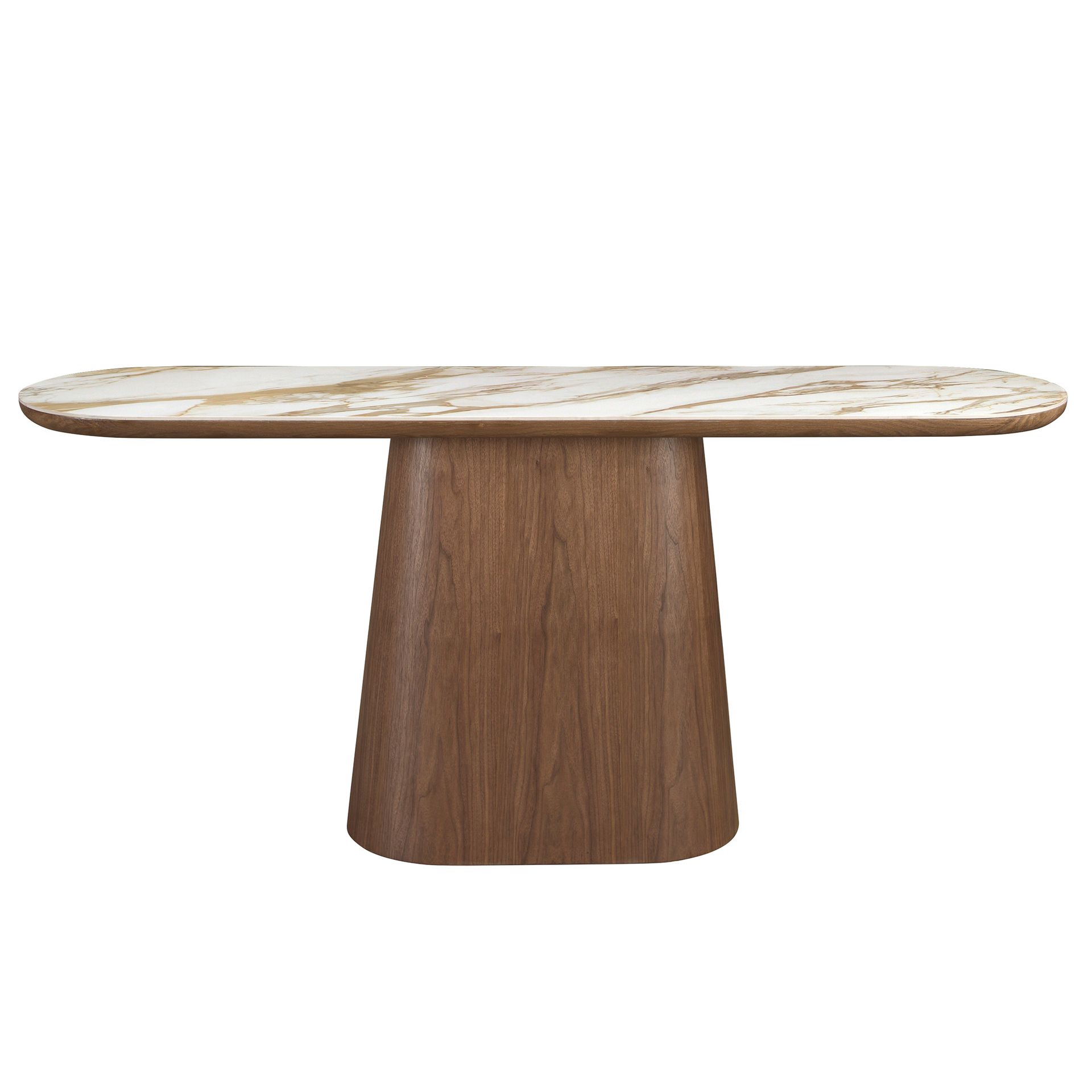 Consola ovalada medio punto mármol porcelánico y nogal - Imagen 2