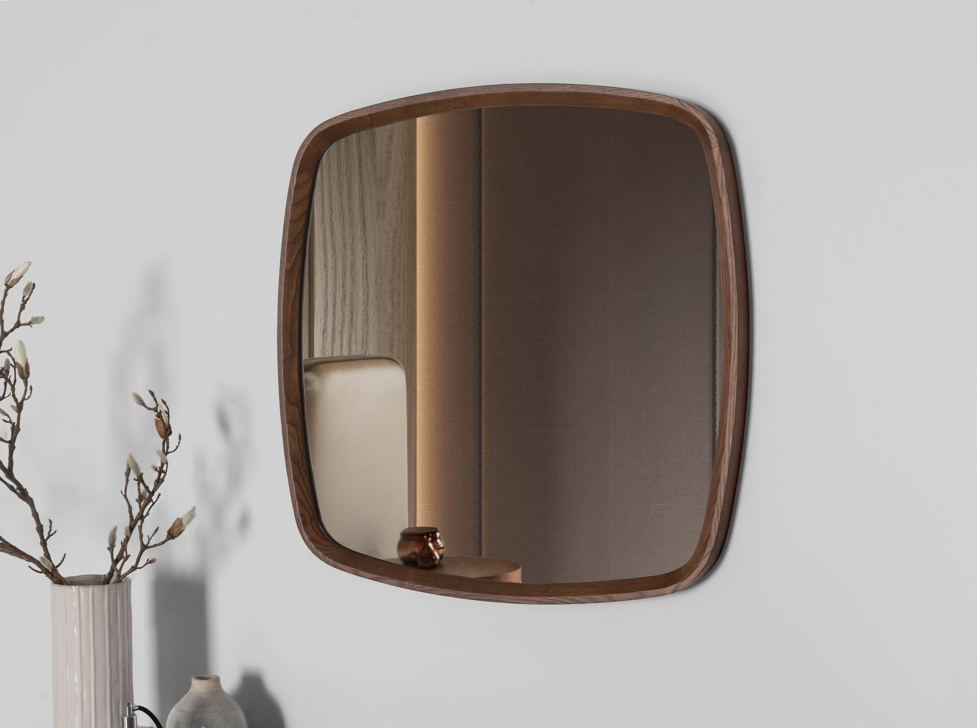 Espejo pared cuadrado nogal - Imagen 3
