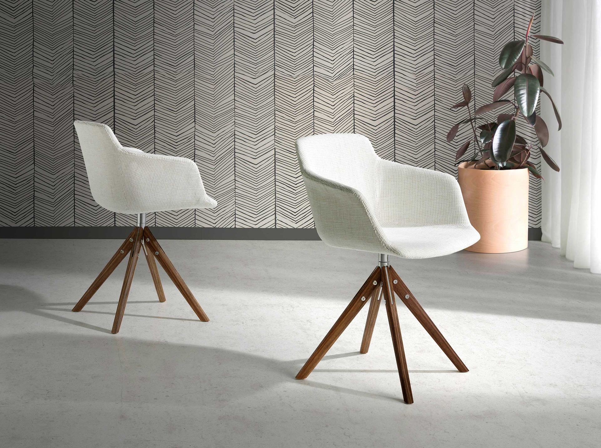 Silla giratoria tela beige - Imagen 3