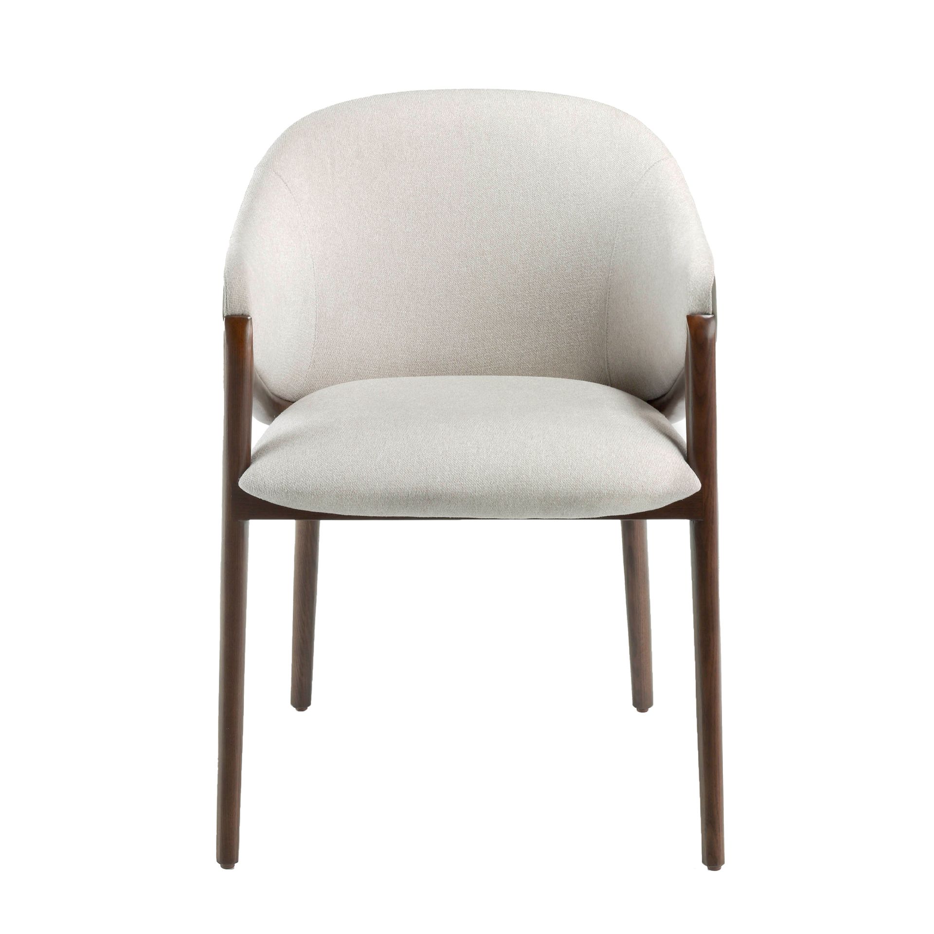 Silla tela beige y polipiel visón oscuro - Imagen 2