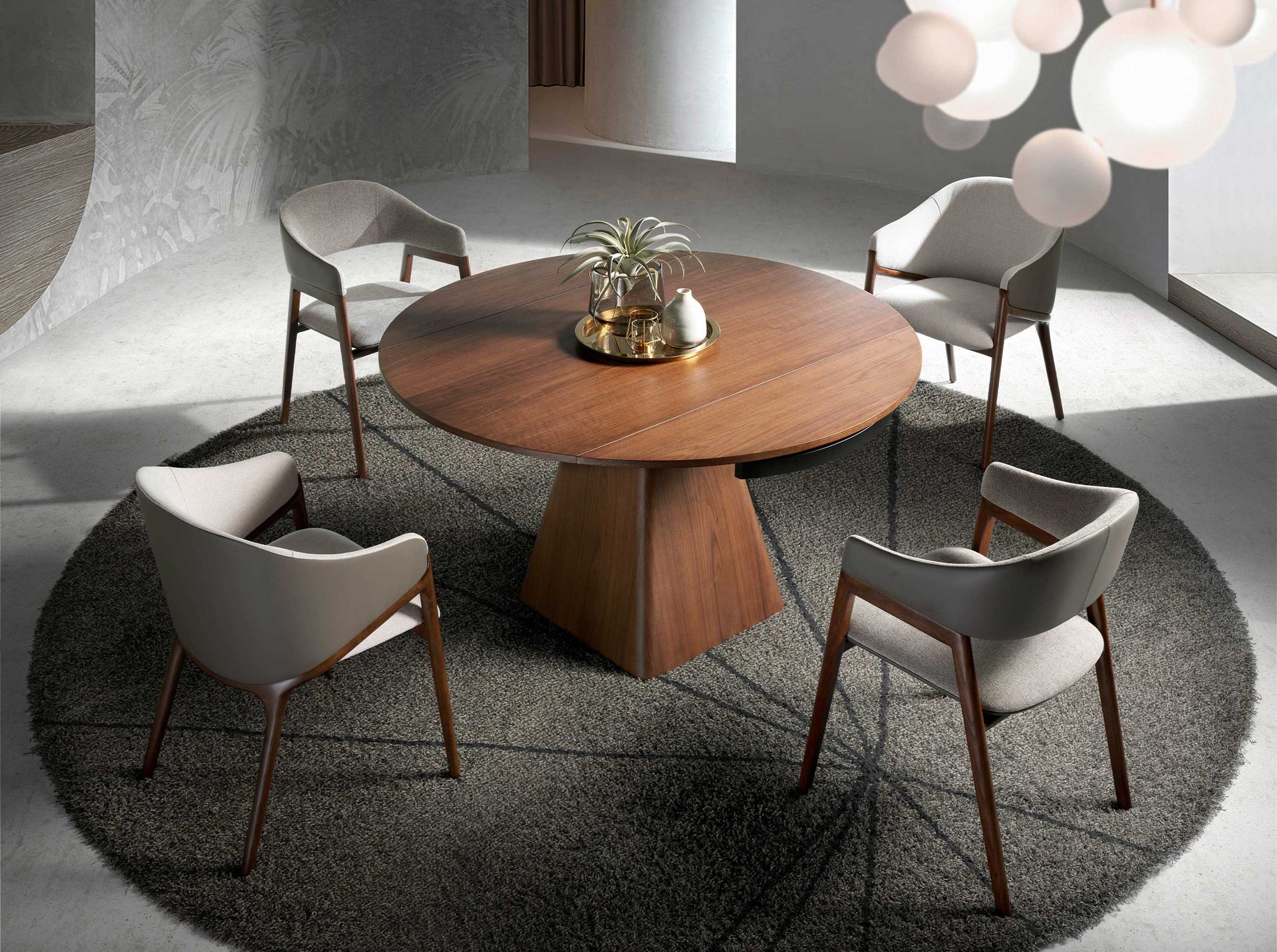 Silla tela beige y polipiel visón oscuro - Imagen 4