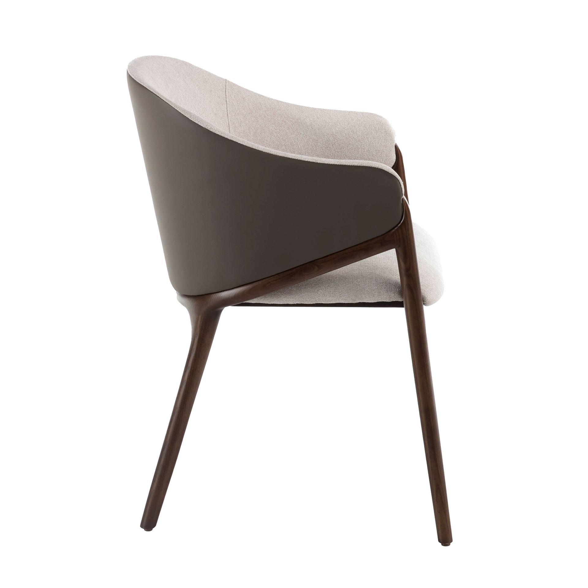 Silla tela beige y polipiel visón oscuro - Imagen 5