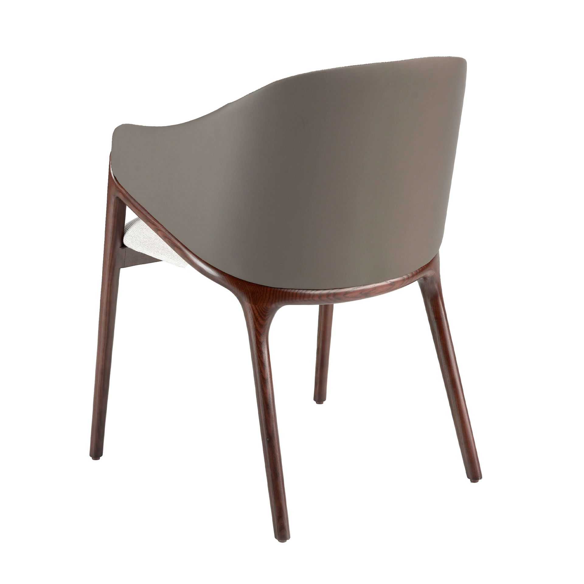 Silla tela beige y polipiel visón oscuro - Imagen 6