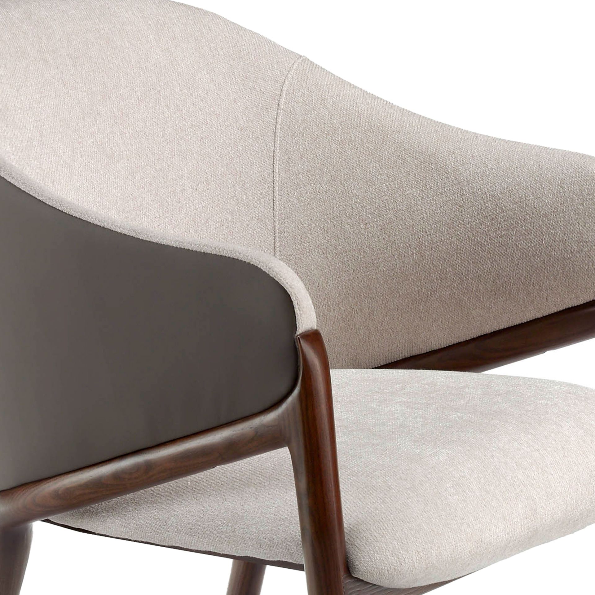 Silla tela beige y polipiel visón oscuro - Imagen 7