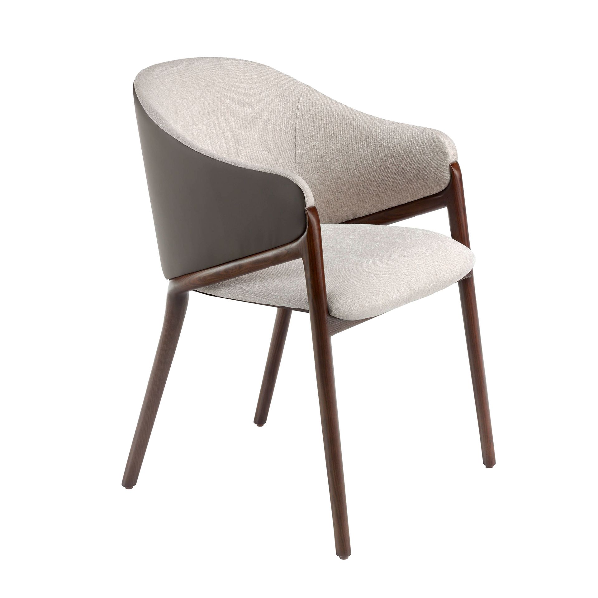 Silla tela beige y polipiel visón oscuro Angel Cerdá