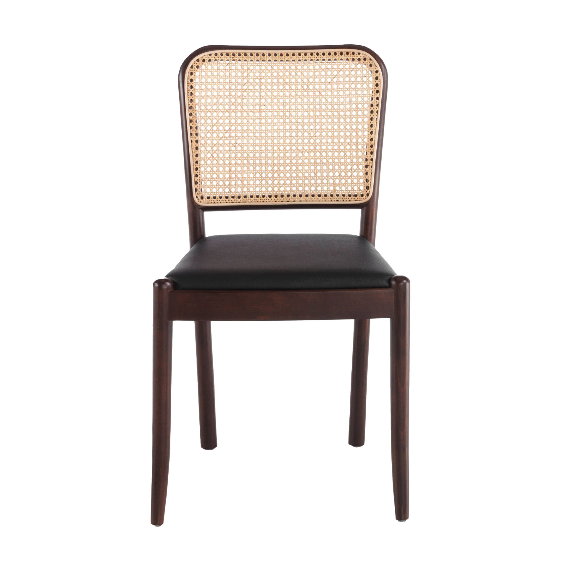 Silla rattan y polipiel negro - Imagen 2