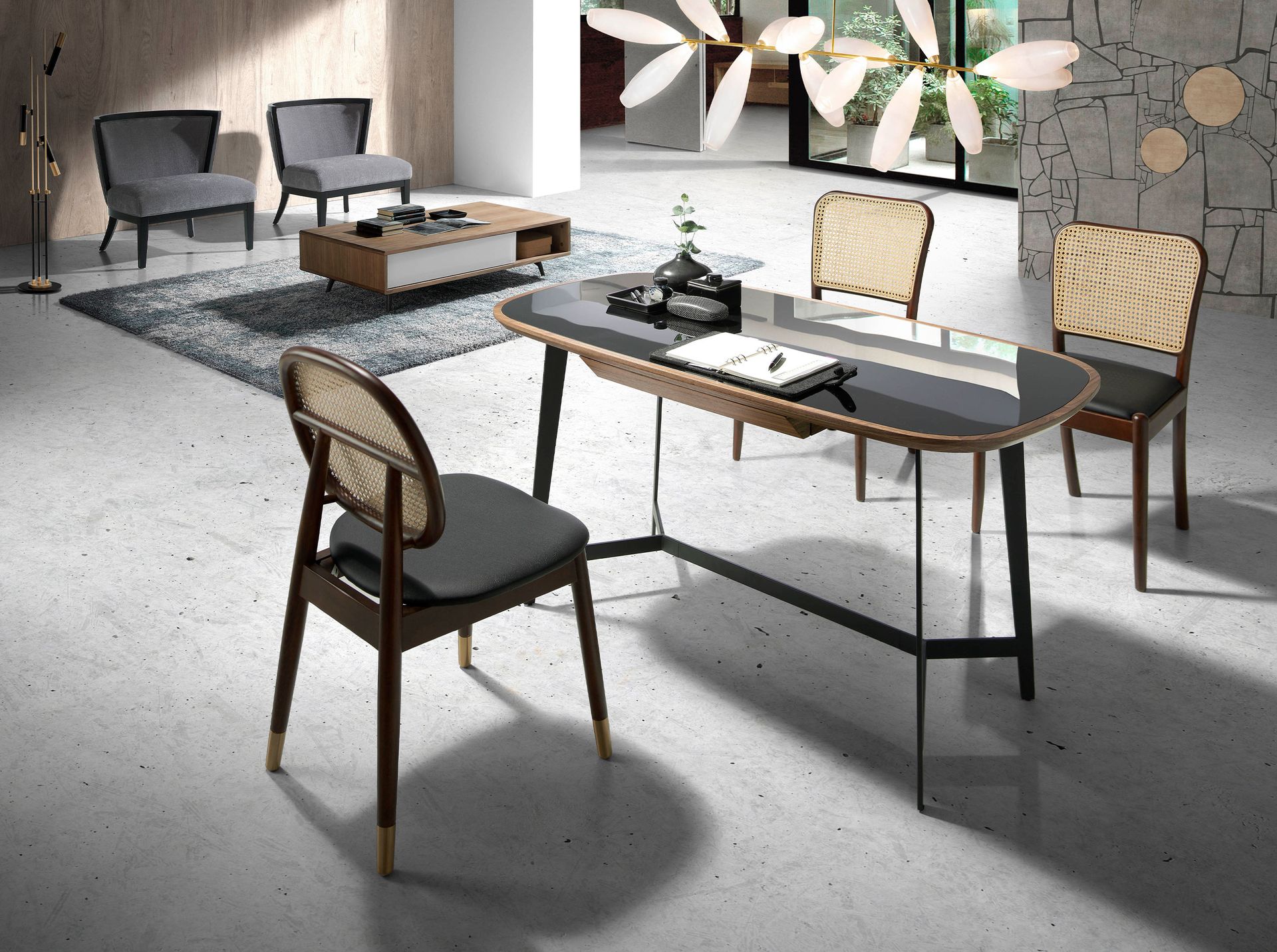 Silla rattan y polipiel negro - Imagen 4