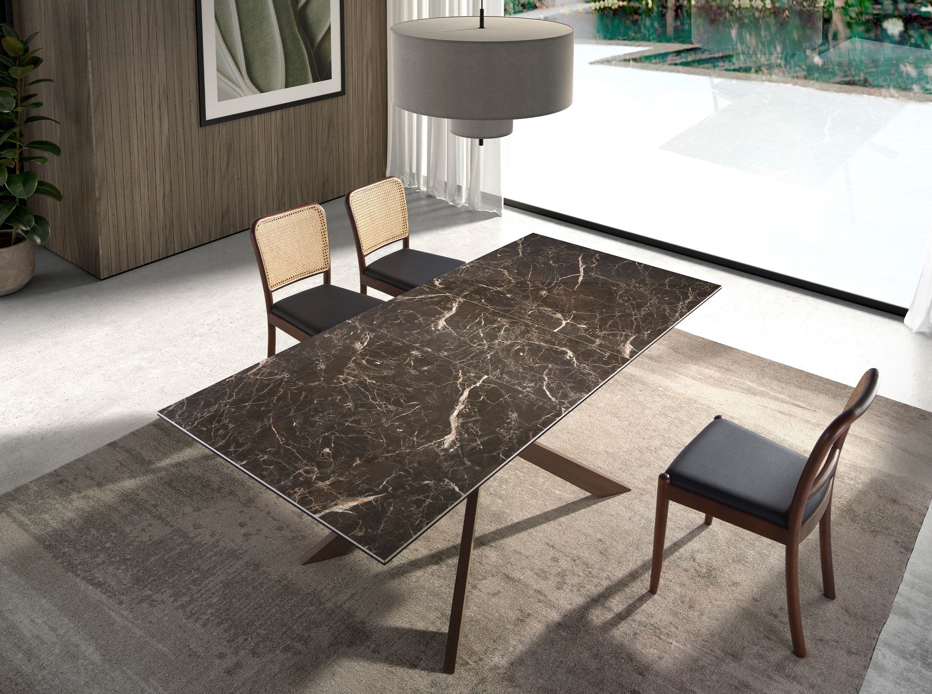 Silla rattan y polipiel negro - Imagen 6