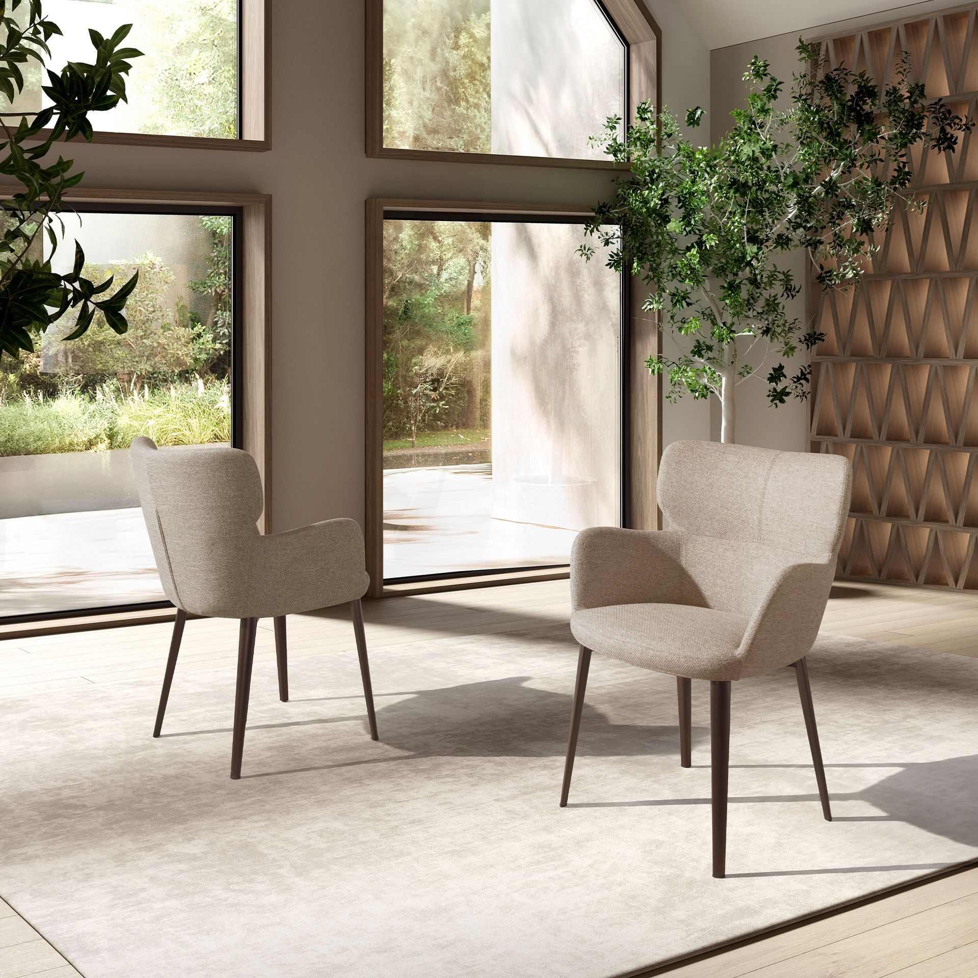 Silla tela marrón jaspeada - Imagen 3