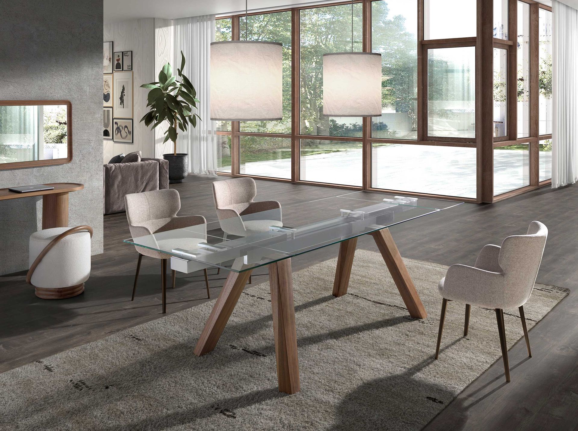 Silla tela marrón jaspeada - Imagen 8