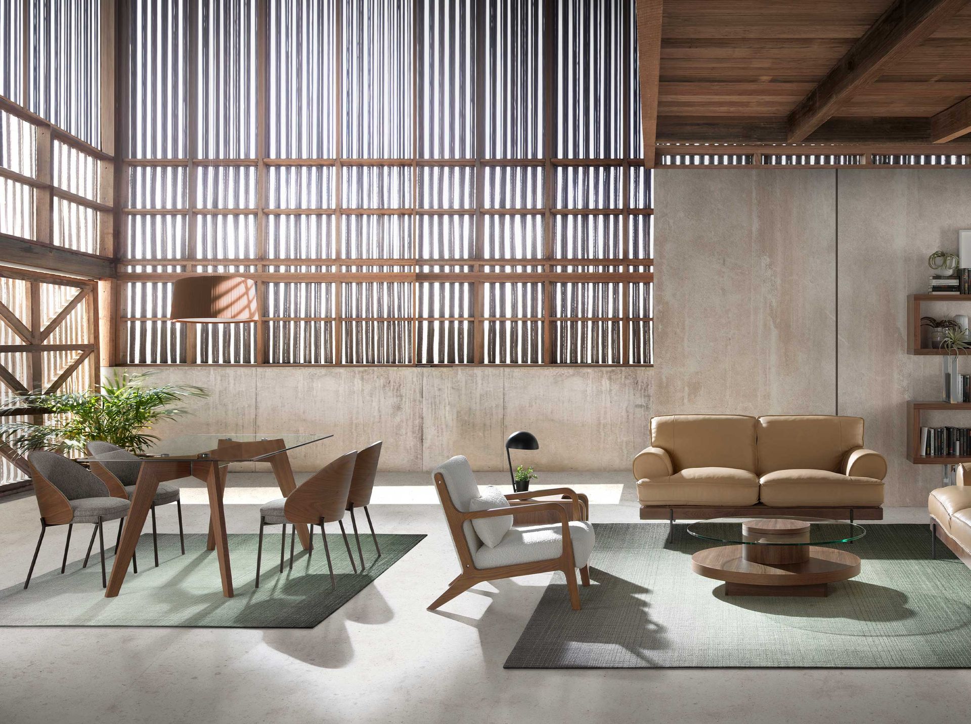 Silla tela gris y nogal - Imagen 4