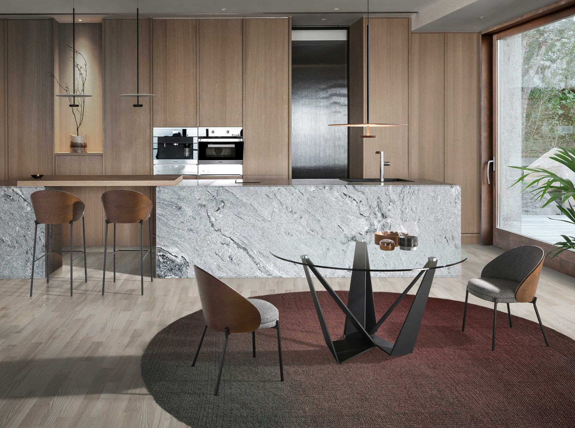 Silla tela gris y nogal - Imagen 5