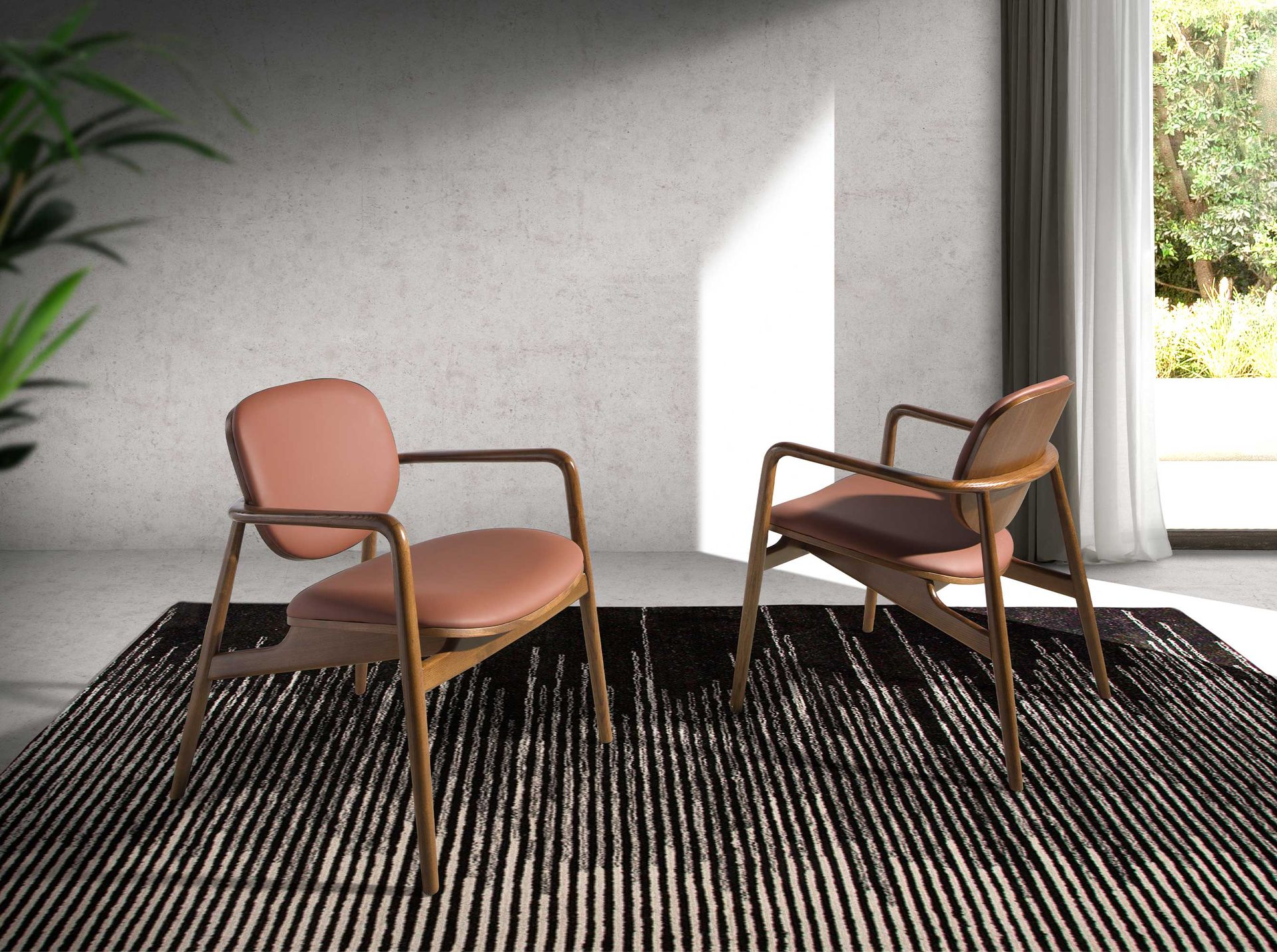 Sillón polipiel marrón y nogal - Imagen 3