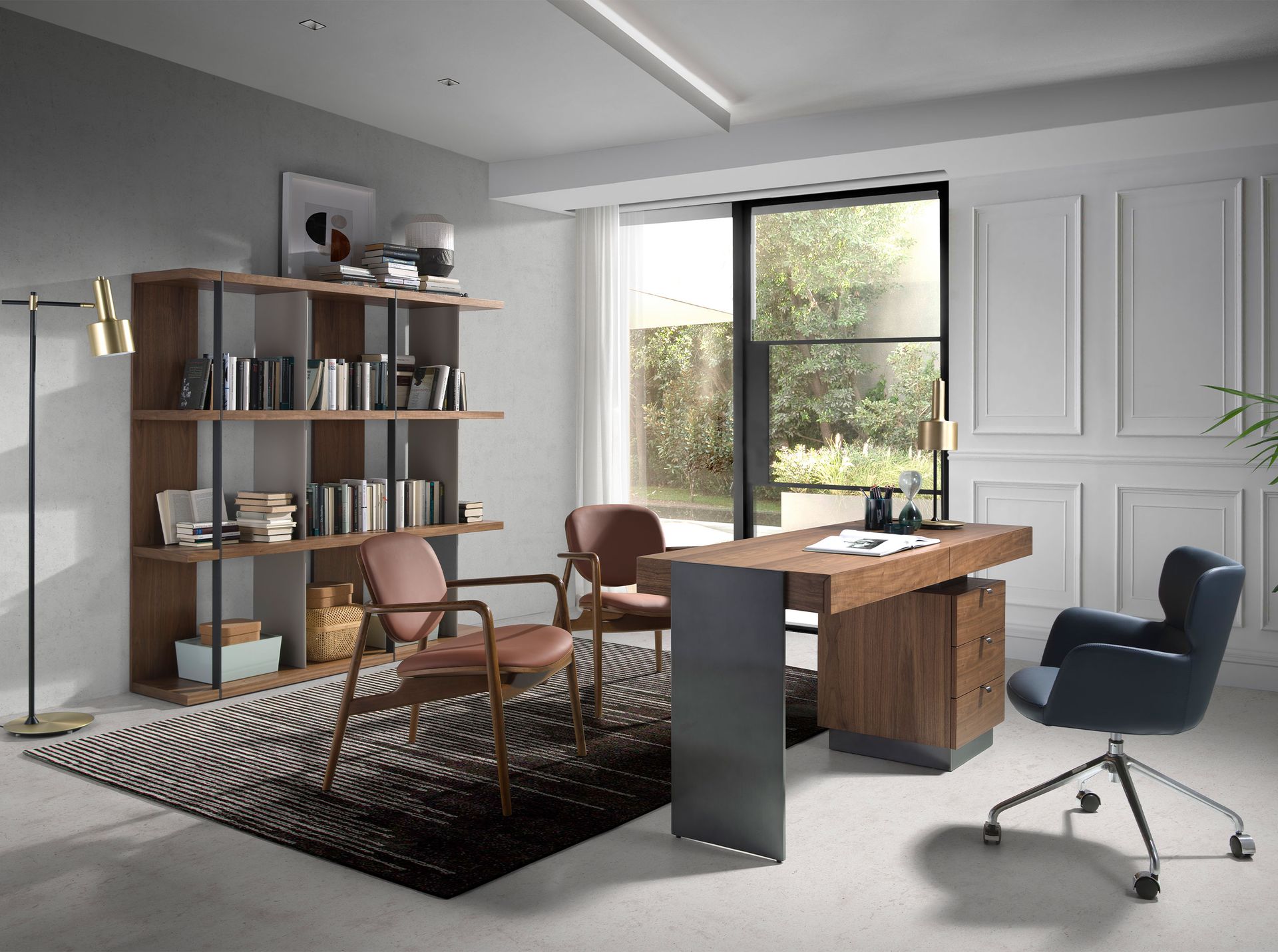 Sillón polipiel marrón y nogal - Imagen 4