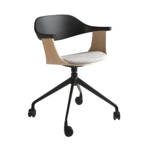 Silla oficina giratoria tela gris claro y pvc negro Angel Cerdá