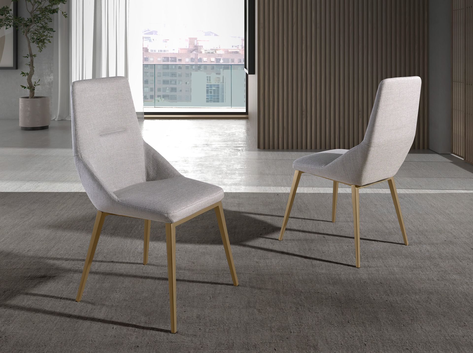 Silla tela gris claro - Imagen 3