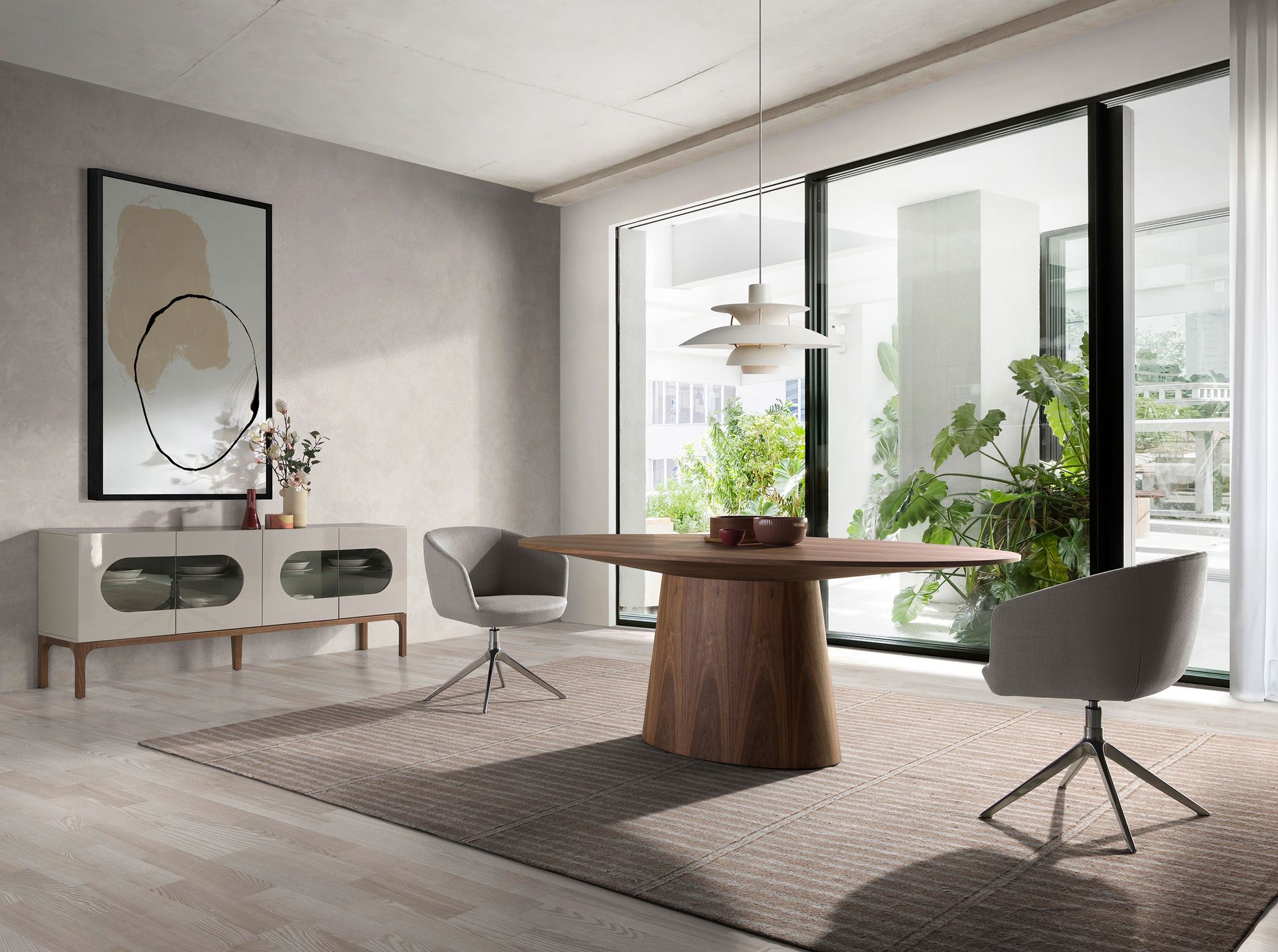 Silla giratoria tela gris claro - Imagen 4