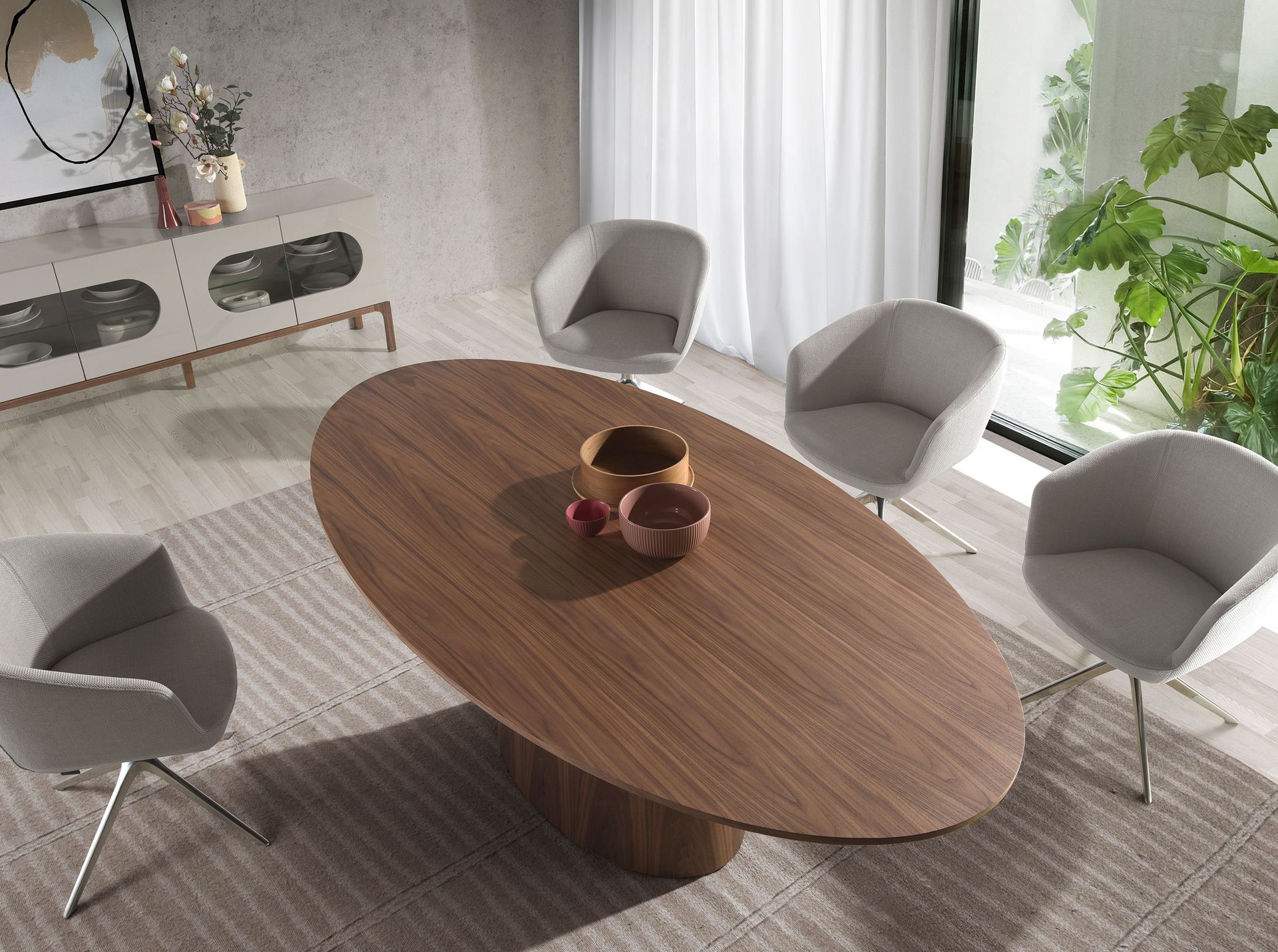 Silla giratoria tela gris claro - Imagen 8