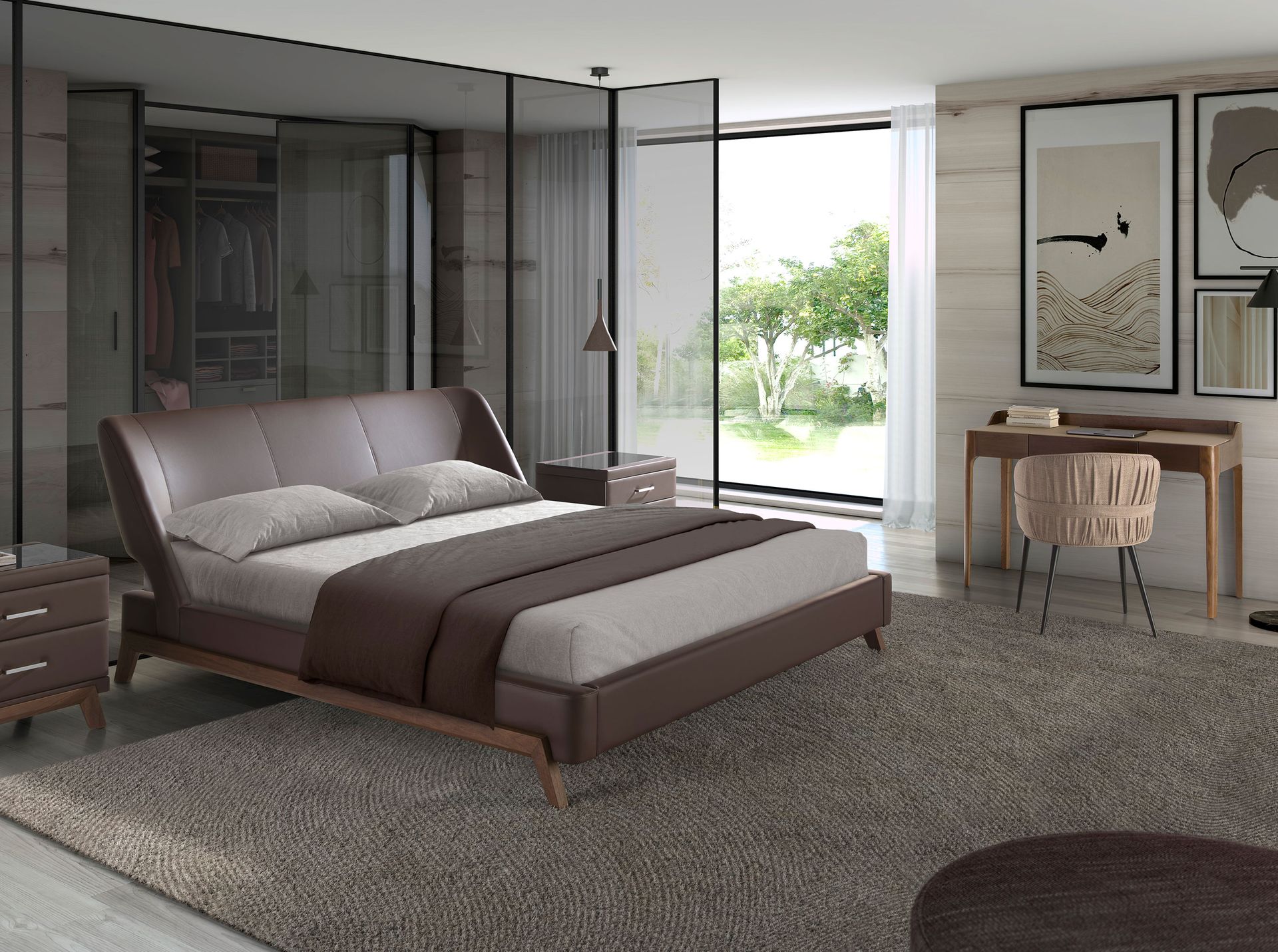 Silla tela marrón - Imagen 8