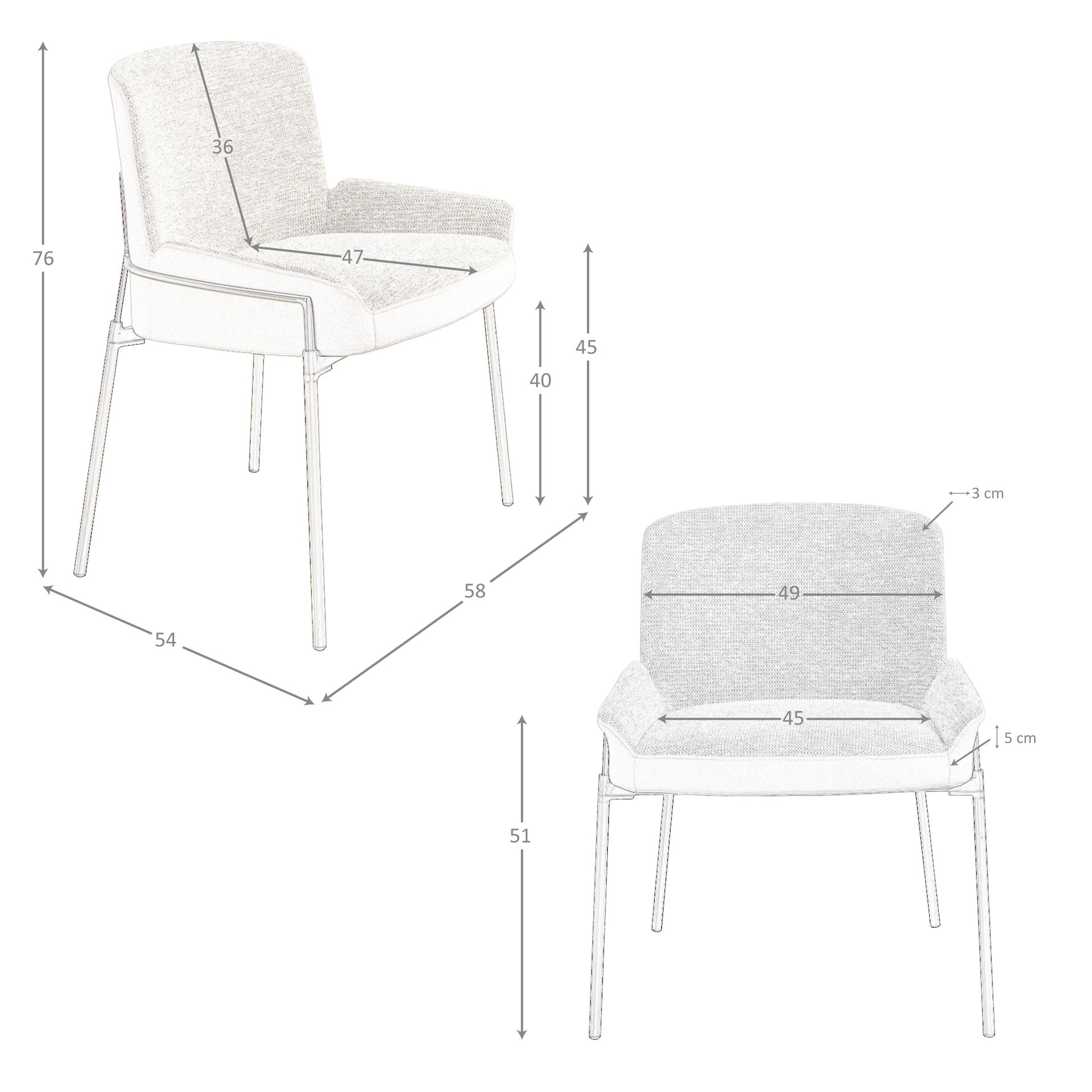 Silla tela gris y terciopelo marrón - Imagen 9