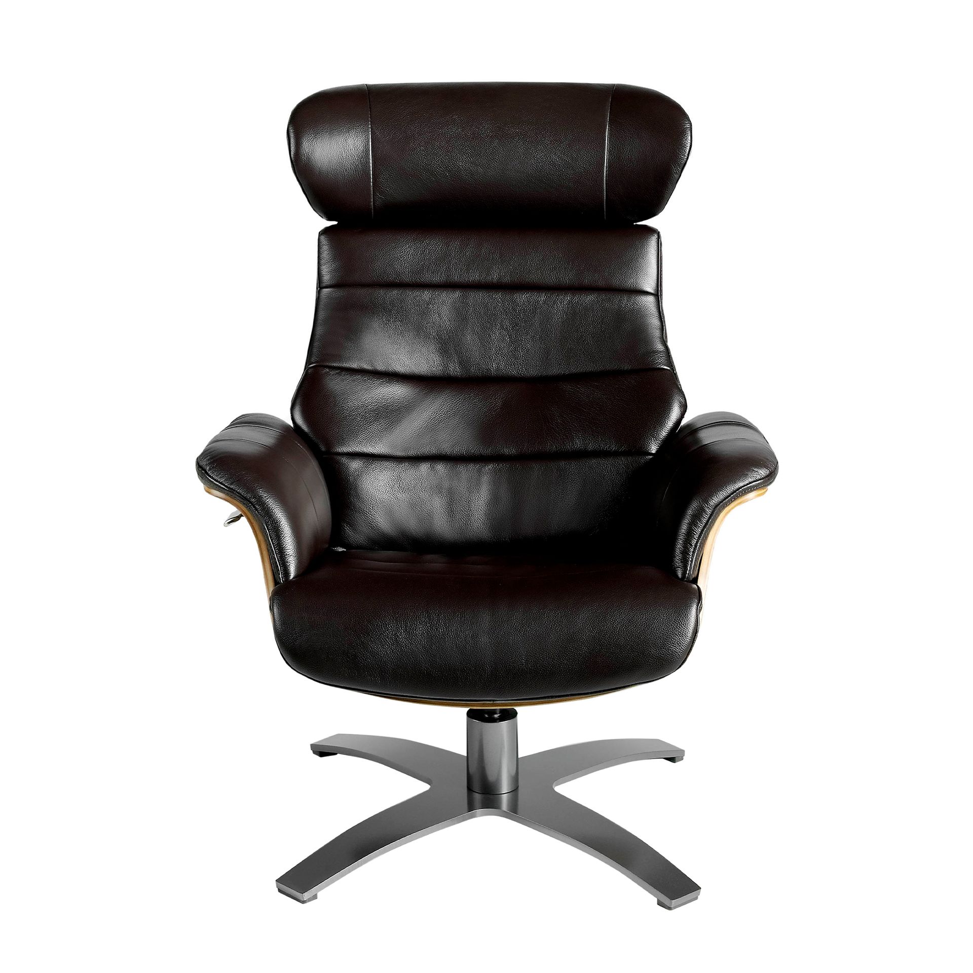 Sillón giratorio reclinable piel marrón chocolate - Imagen 2