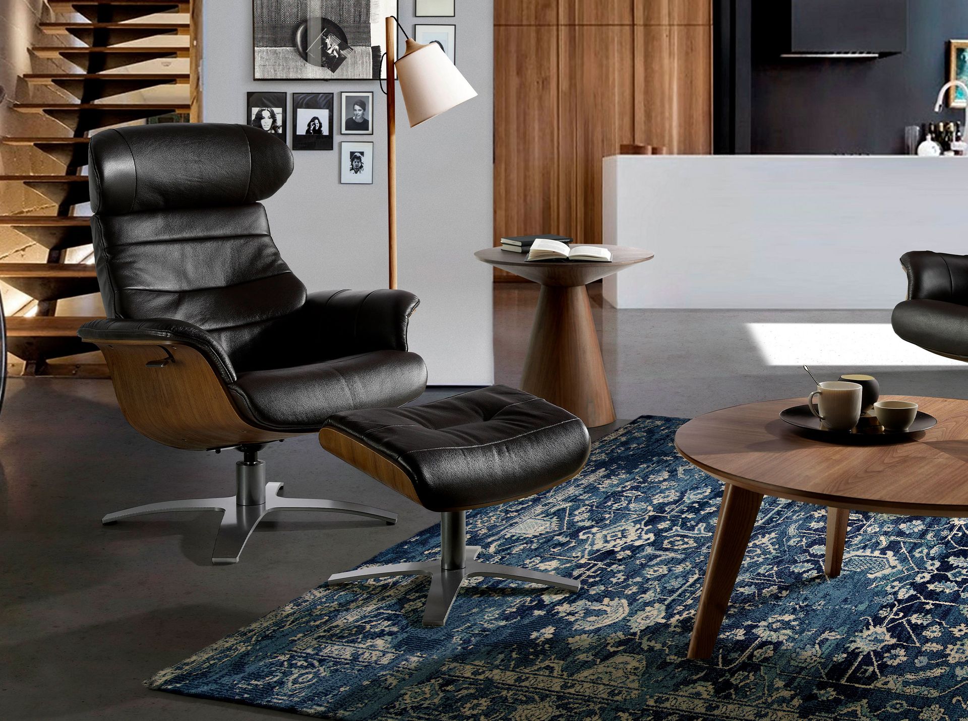 Sillón giratorio reclinable piel marrón chocolate - Imagen 3