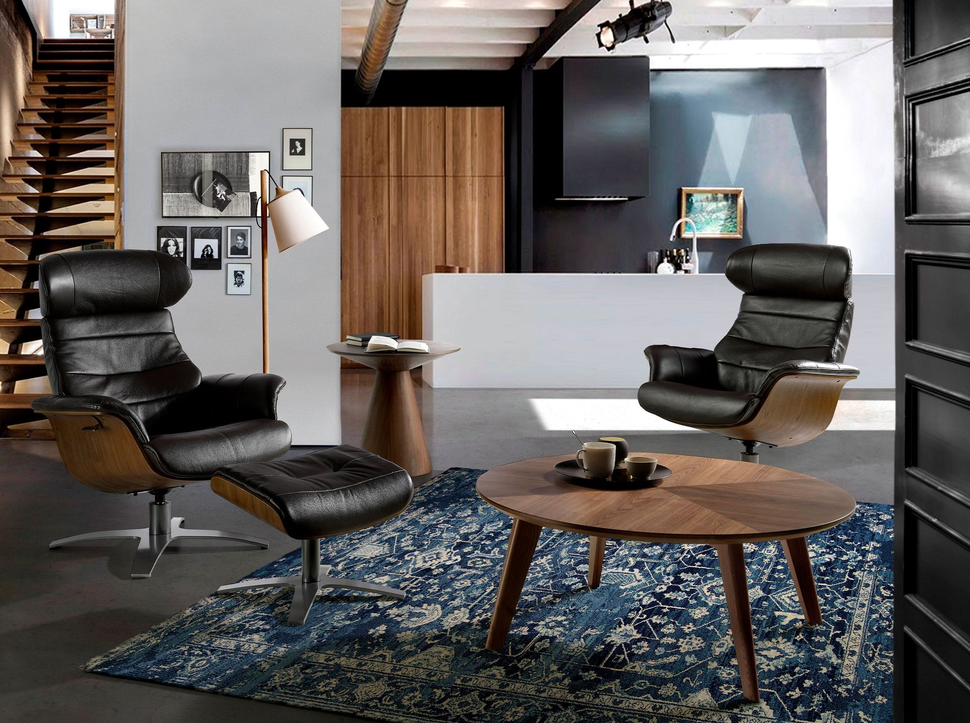 Sillón giratorio reclinable piel marrón chocolate - Imagen 4