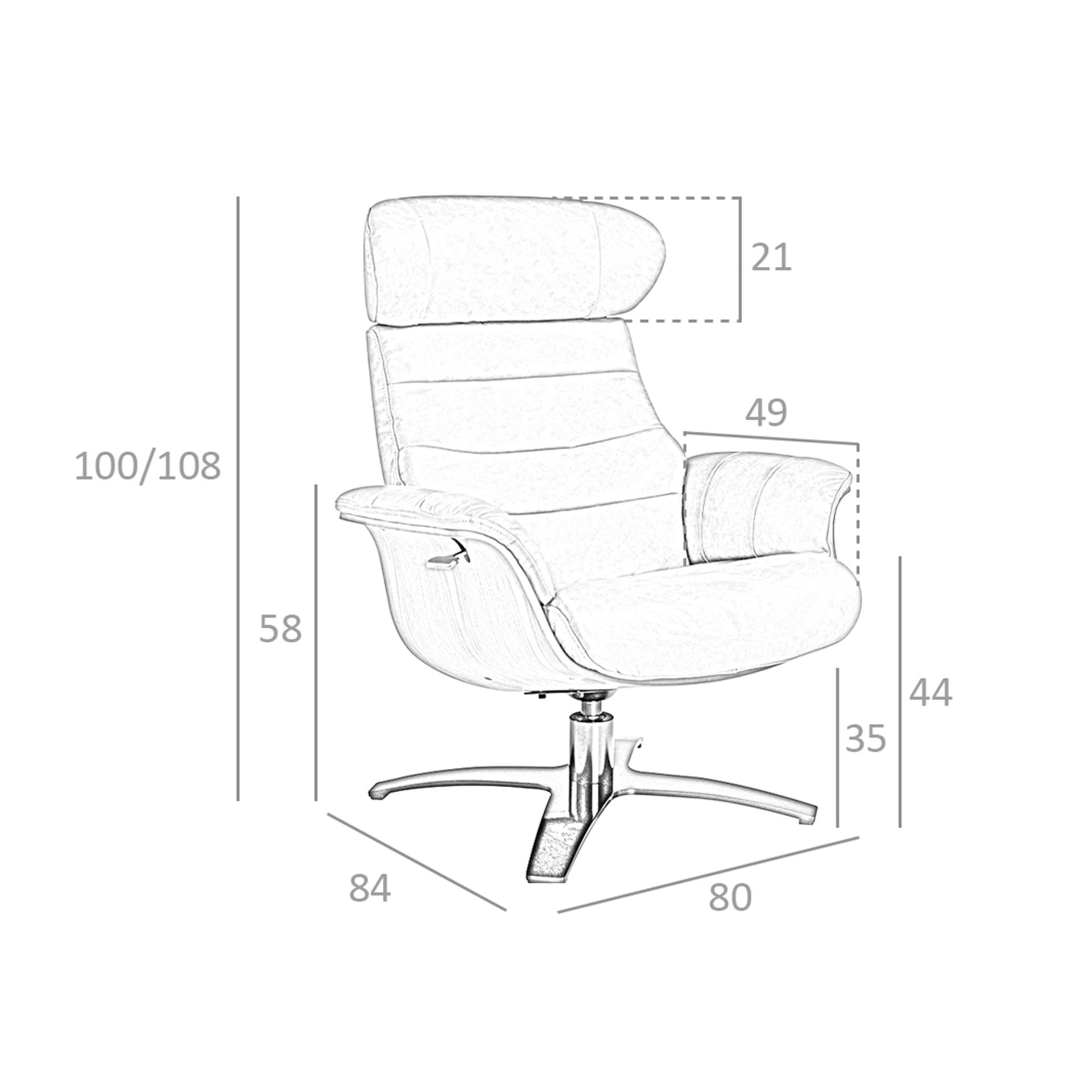 Sillón giratorio reclinable piel marrón chocolate - Imagen 9