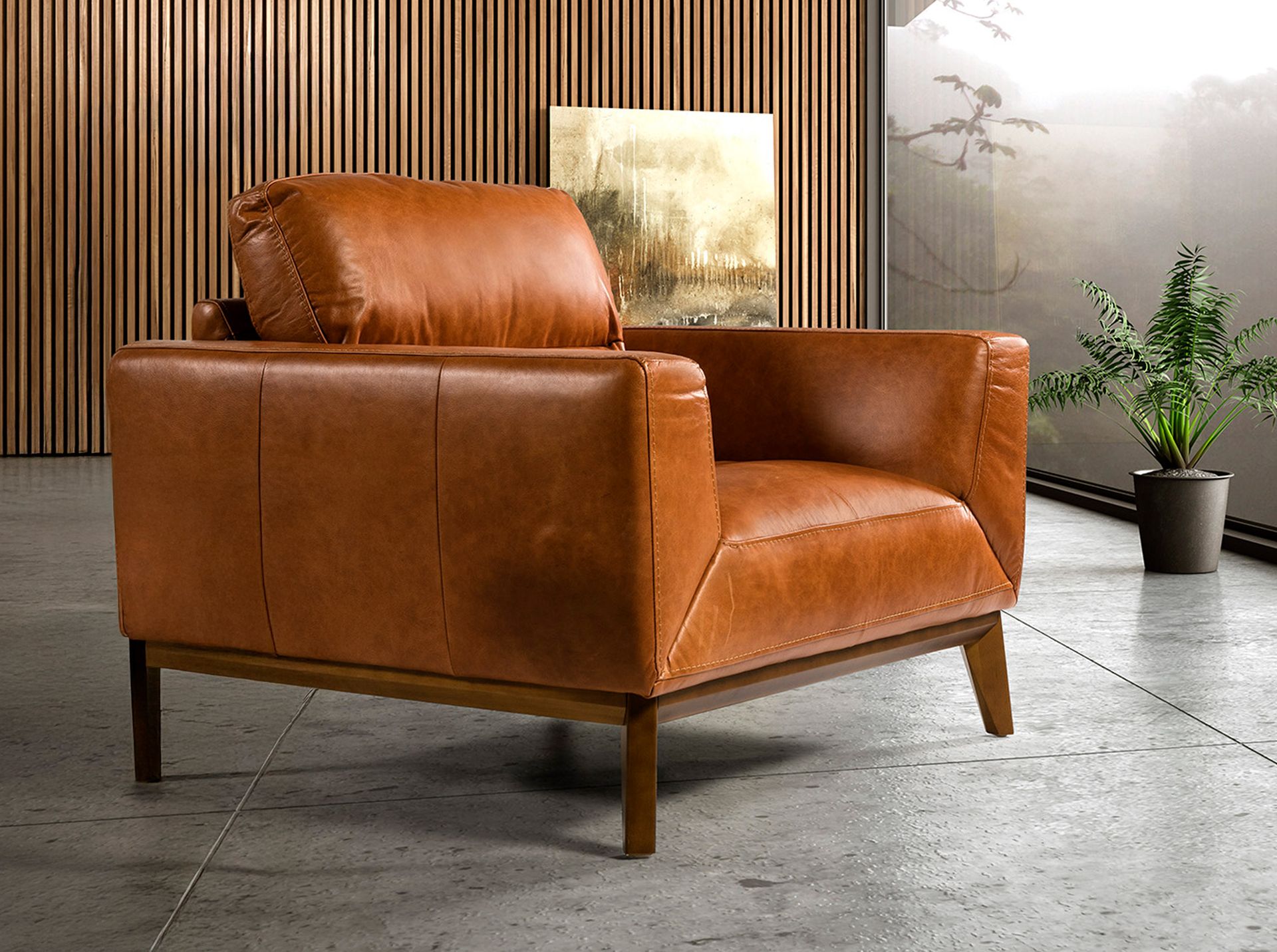 Sillón piel marrón - Imagen 3