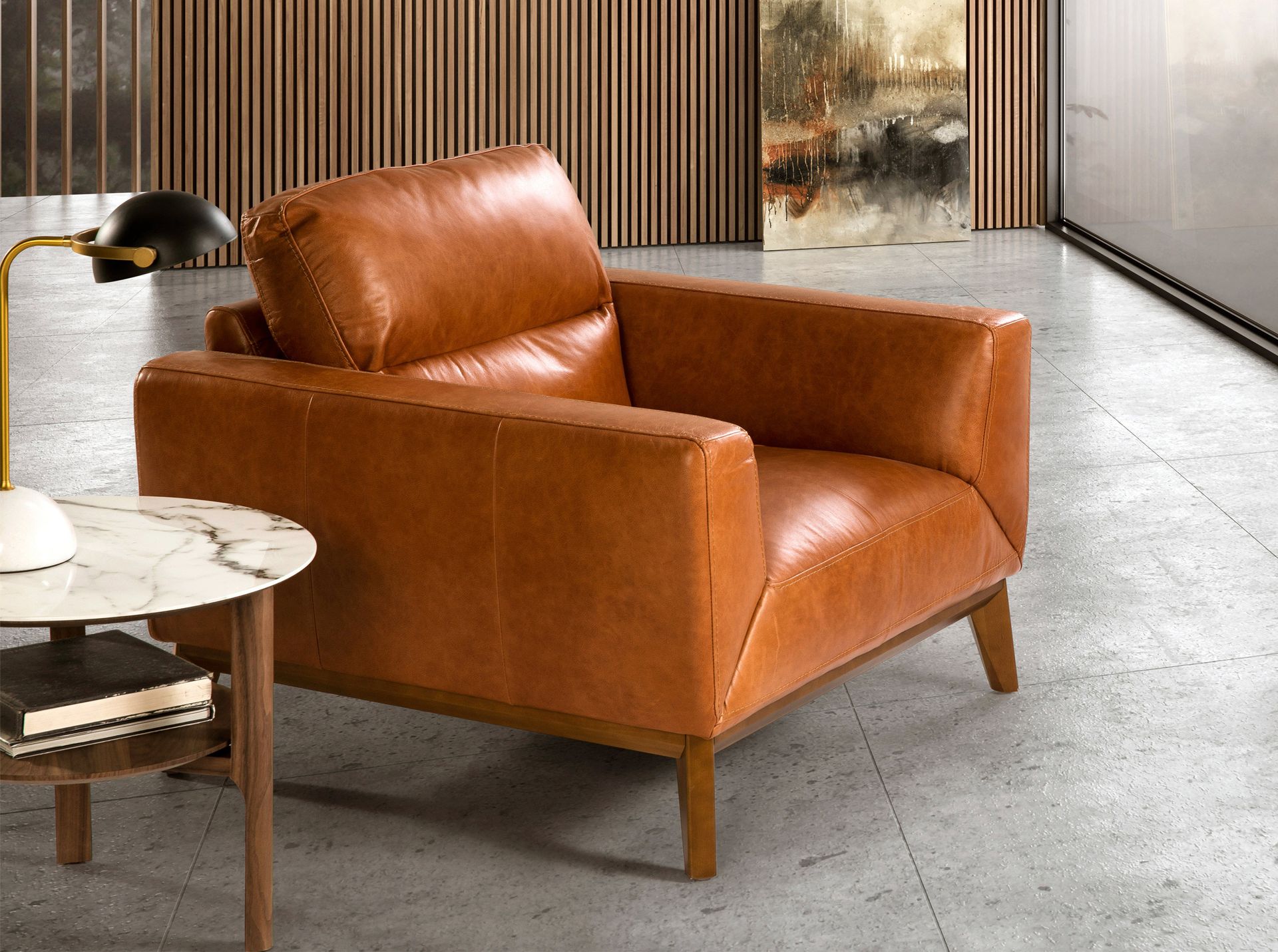 Sillón piel marrón - Imagen 4