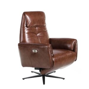 Sillón relax giratorio piel marrón chocolate Angel Cerdá