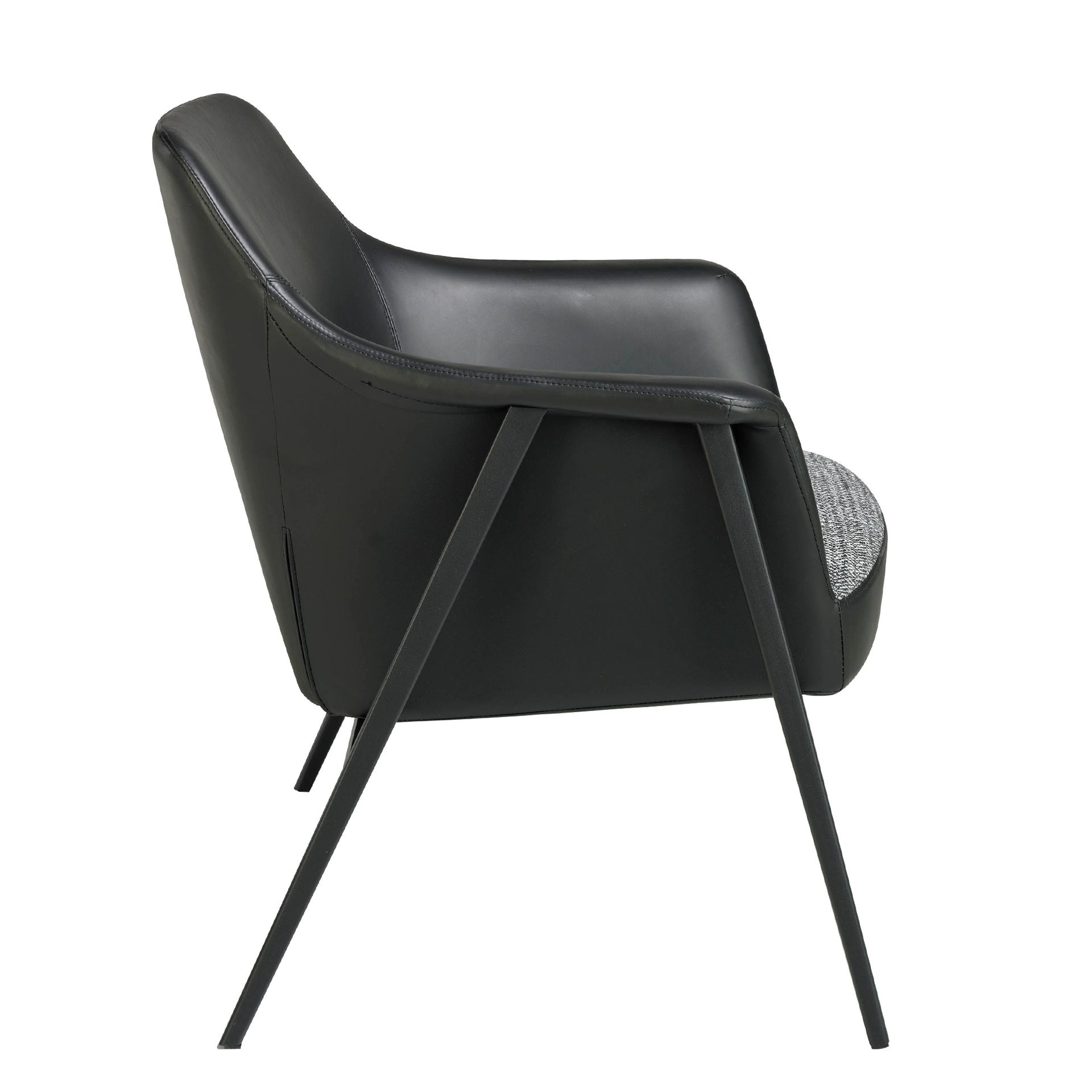 Sillón tela gris y polipiel negro - Imagen 5