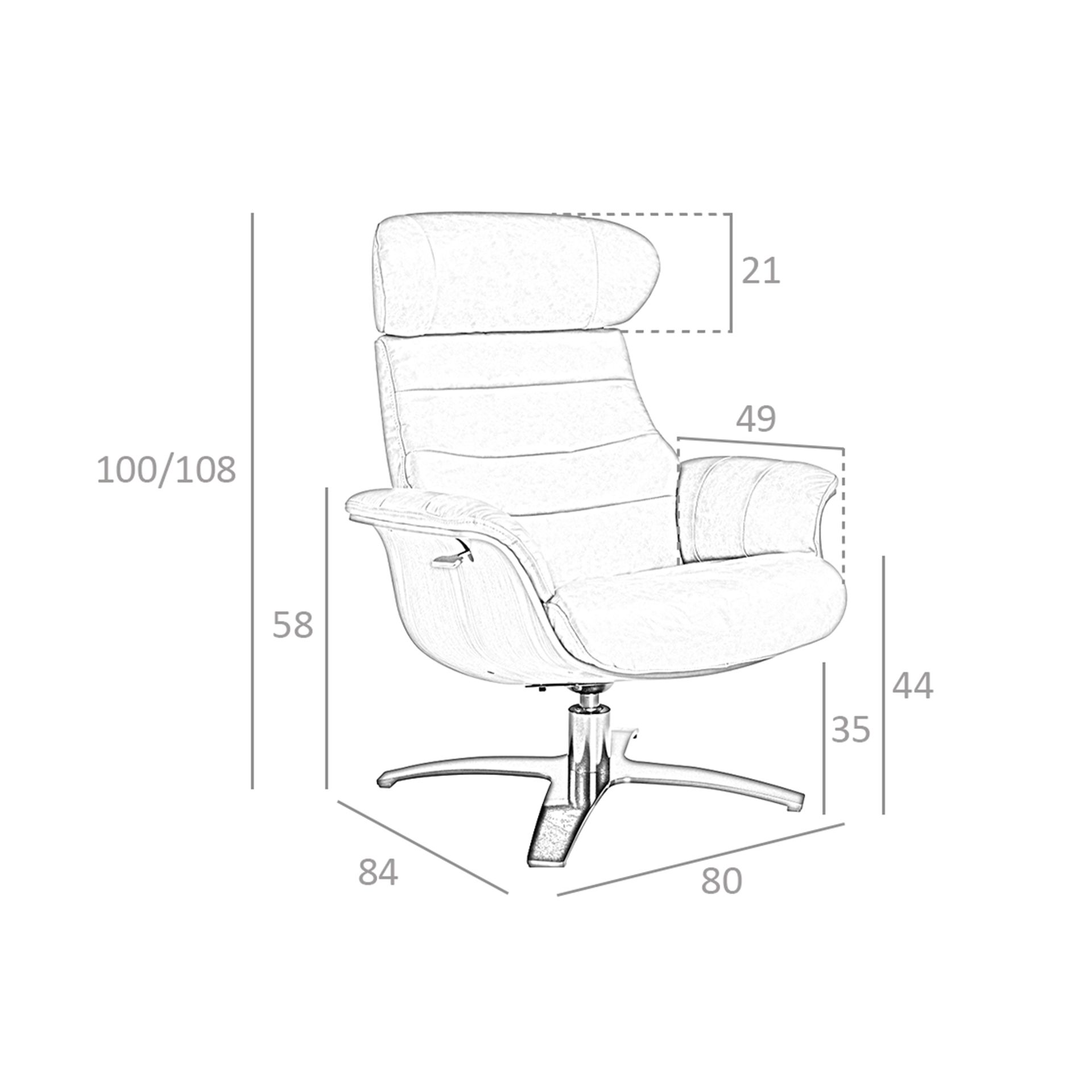 Sillón giratorio reclinable piel marrón - Imagen 9