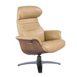 Sillón giratorio reclinable piel arena Angel Cerdá