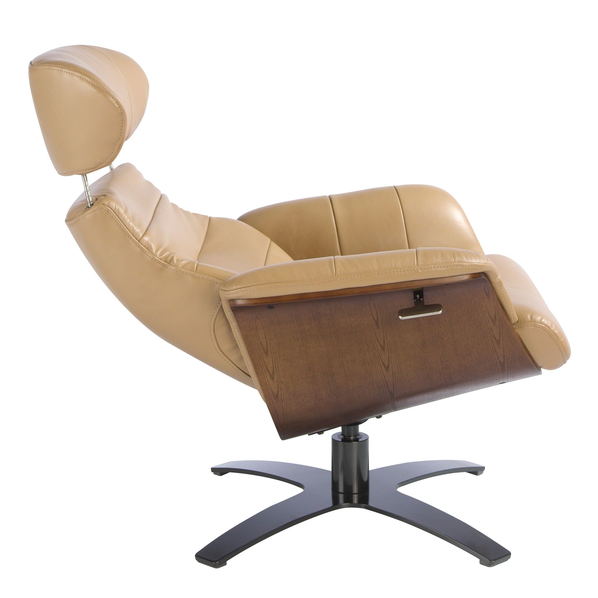 Sillón giratorio reclinable piel arena - Imagen 6