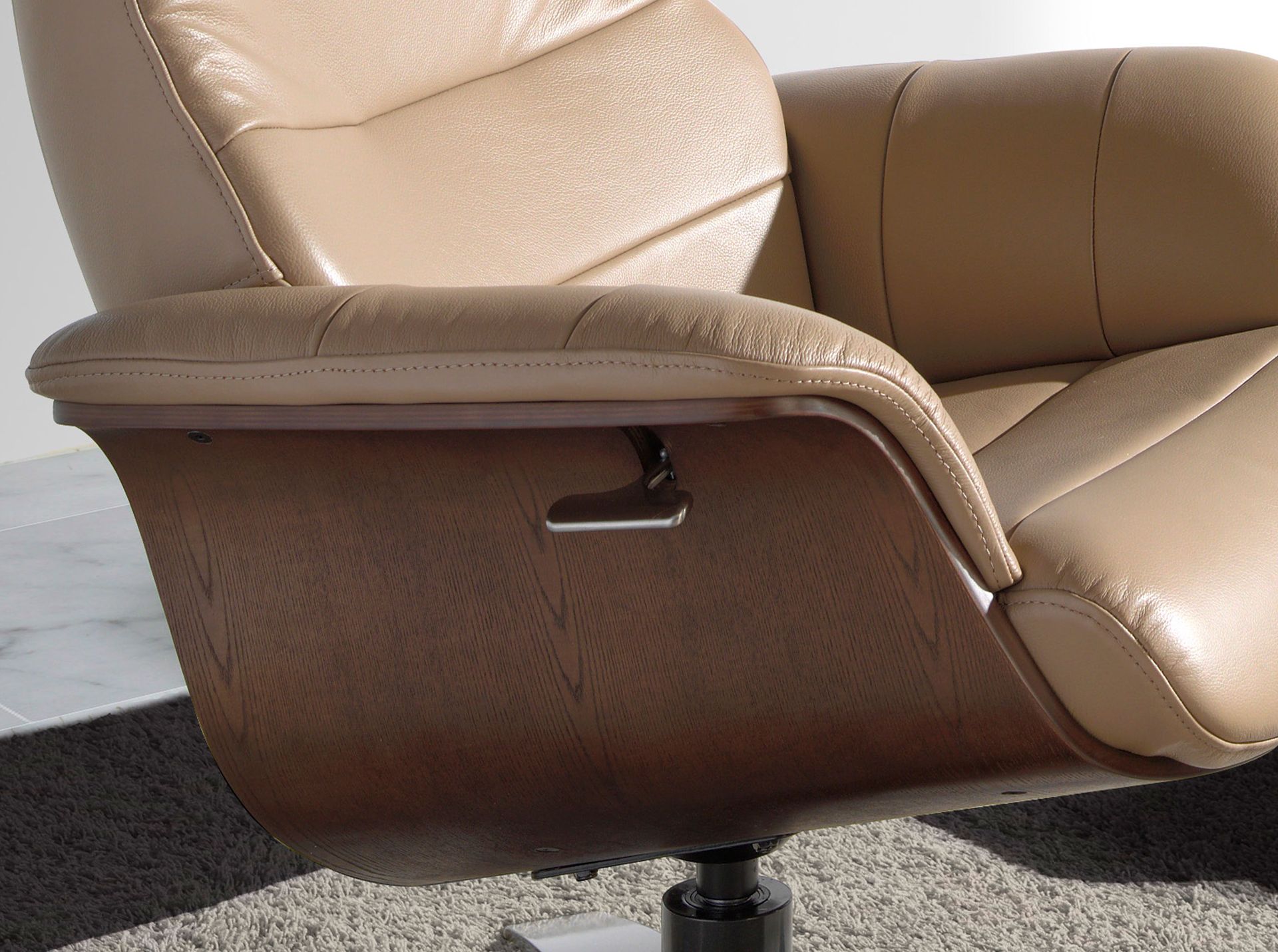 Sillón giratorio reclinable piel arena - Imagen 7